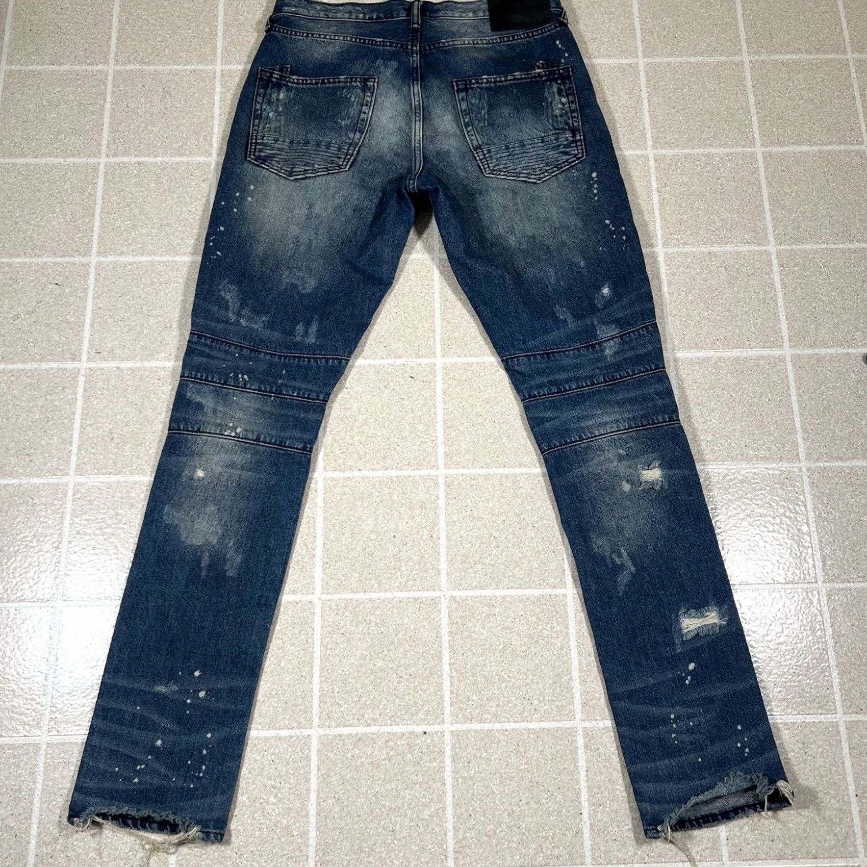 Prps PRPS Jeans Dark Blue Moto Distressed Faded Straight Stretch Denim Mens Sz 32x34 Size US 32 / EU 48 - 4 Thumbnail