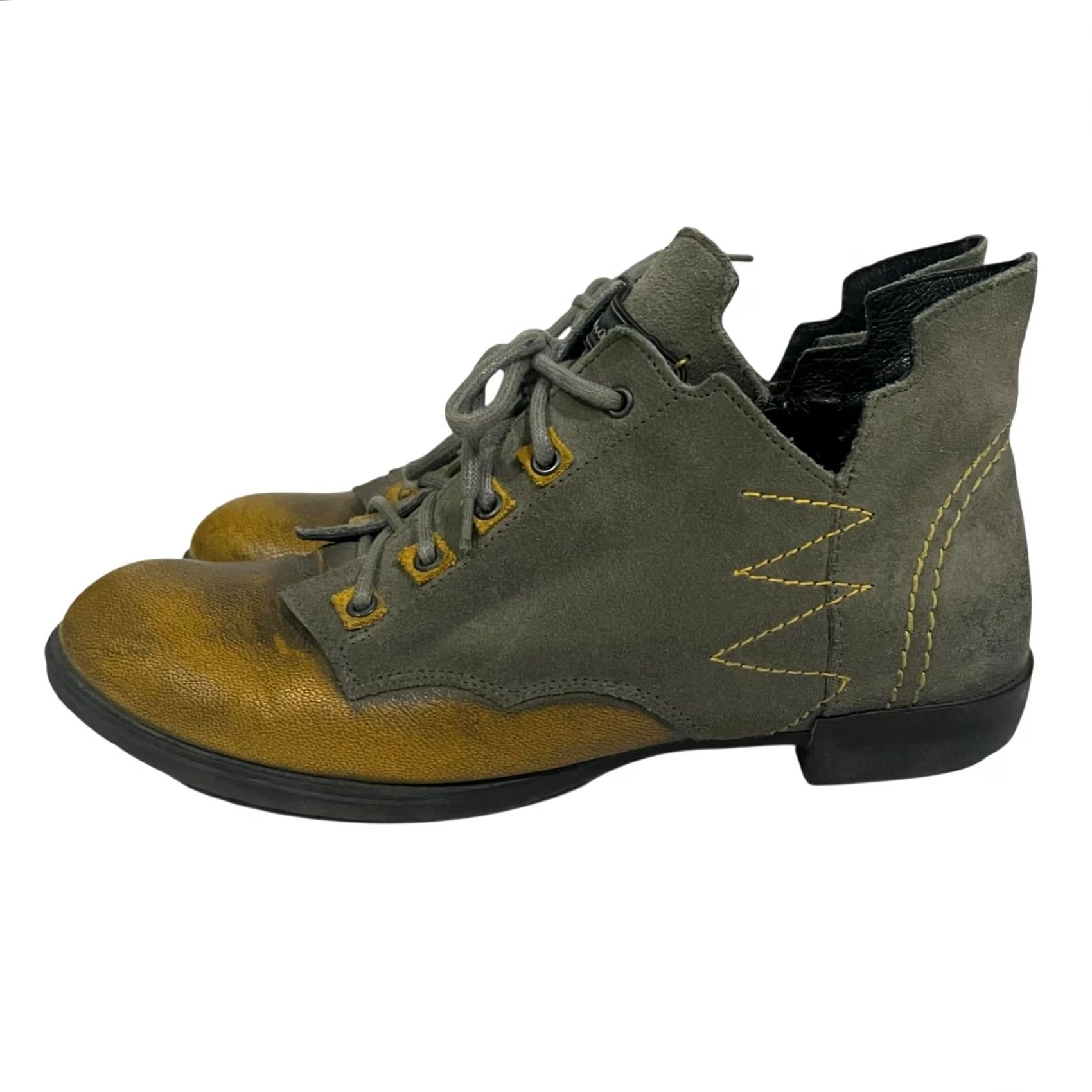 Vintage Maciejka Ankle Boots Boots Leather Gray Yellow Vintage-Look Zip Sz 8 Womens Shoes Size US 8 / IT 38 - 6 Thumbnail