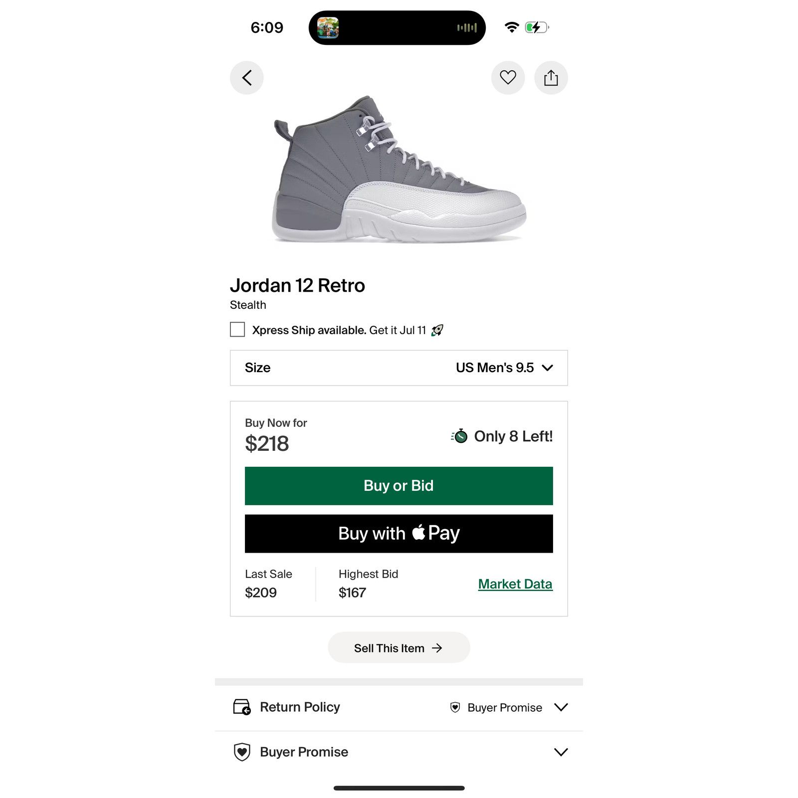 Jordan Brand Air Jordan 12 Retro Shoes Mens Stealth Cool Grey OG Box Size US 9.5 / EU 42-43 - 10 Thumbnail