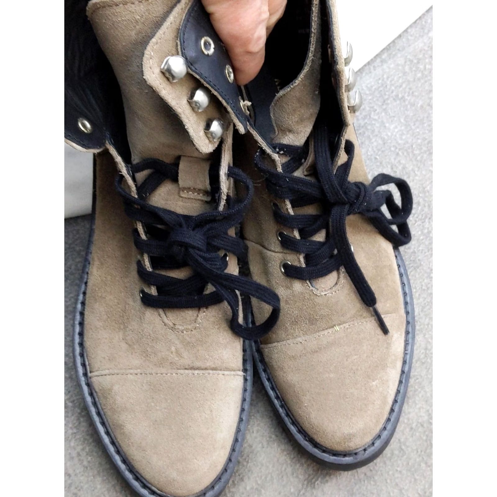 Allsaints AllSaints Dusty Boots Women US 8 Beige Suede Combat Ankle Zip Lined Leather Insole Size US 8 / IT 38 - 6 Thumbnail