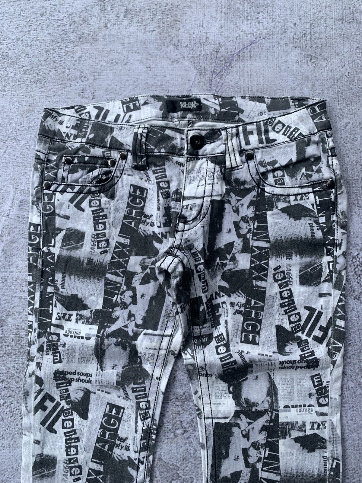 Japanese Brand Gladnews printed denim pants Size US 30 / EU 46 - 2 Thumbnail