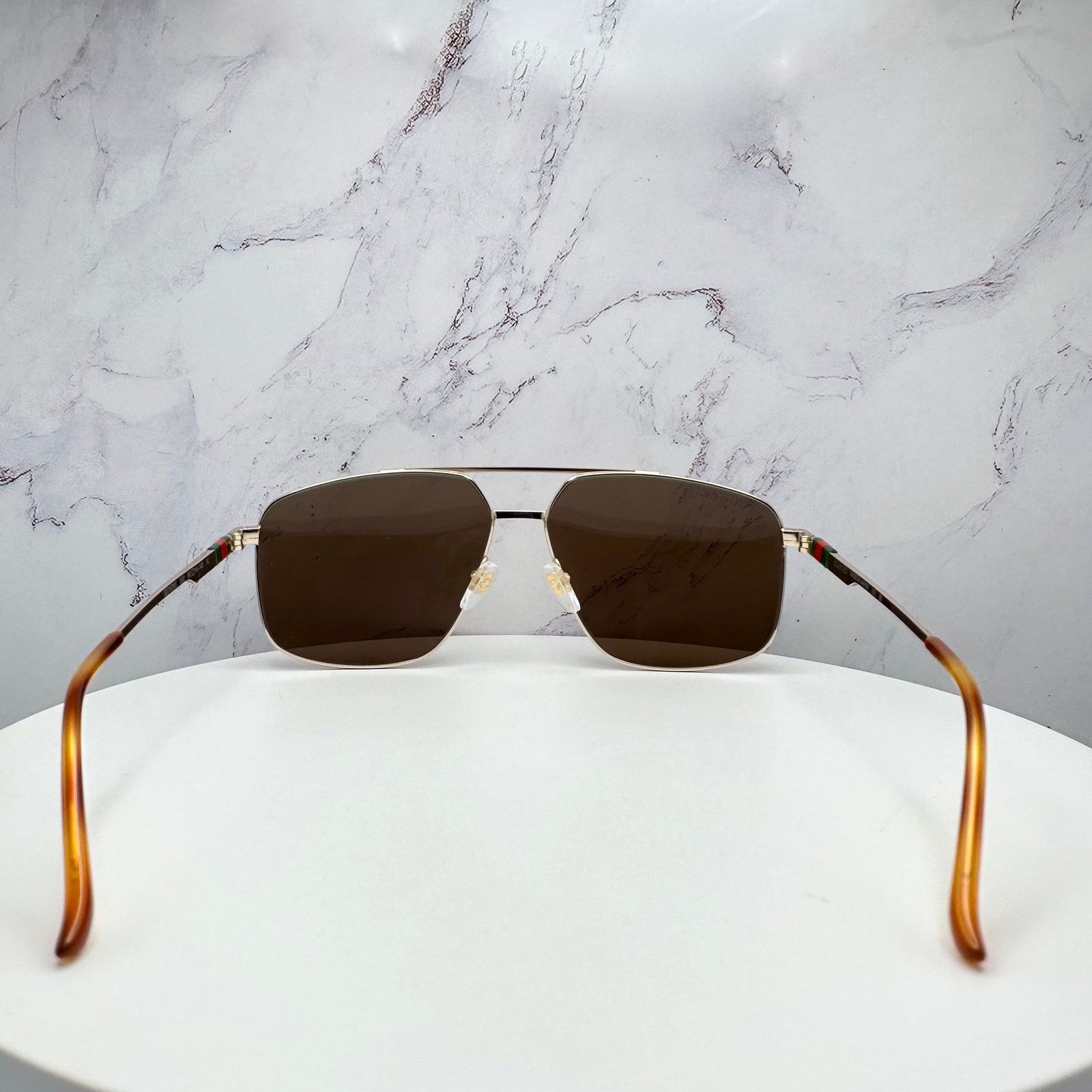 Gucci New GUCCI Sunglasses Gold Metal Square Aviator Red Green Size ONE SIZE - 16 Thumbnail