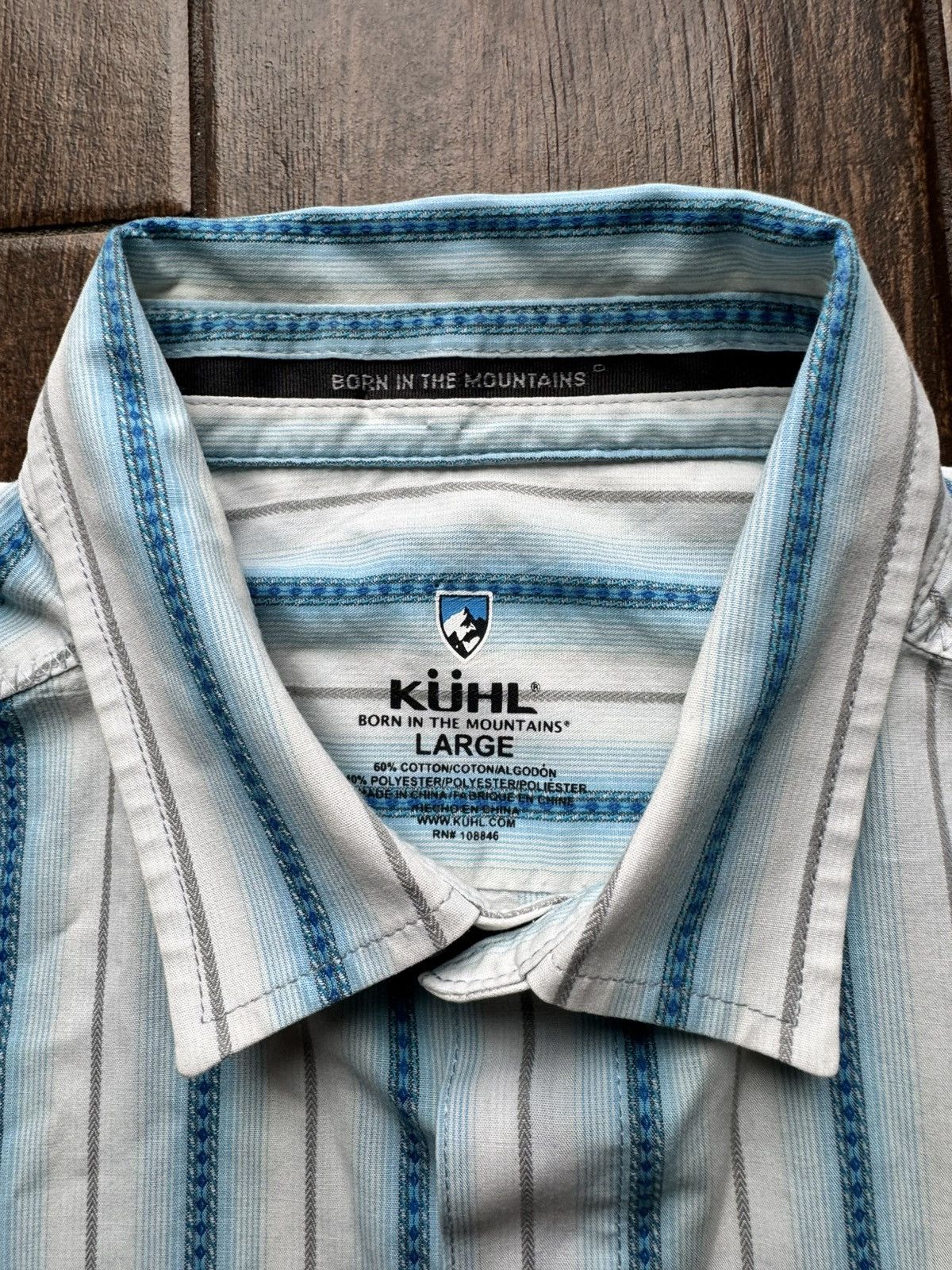 Kuhl KUHL Shirt Suncel Men L Button Up Short Sleeve Blue Striped Size US L / EU 52-54 / 3 - 3 Thumbnail