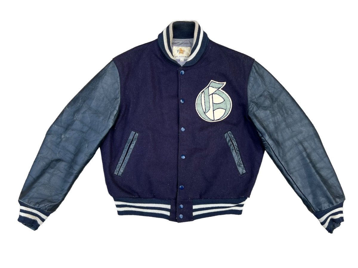 Golden Bear Vintage 70s Golden Bear Patina Leather Varsity Jacket Size US L / EU 52-54 / 3 - 3 Thumbnail