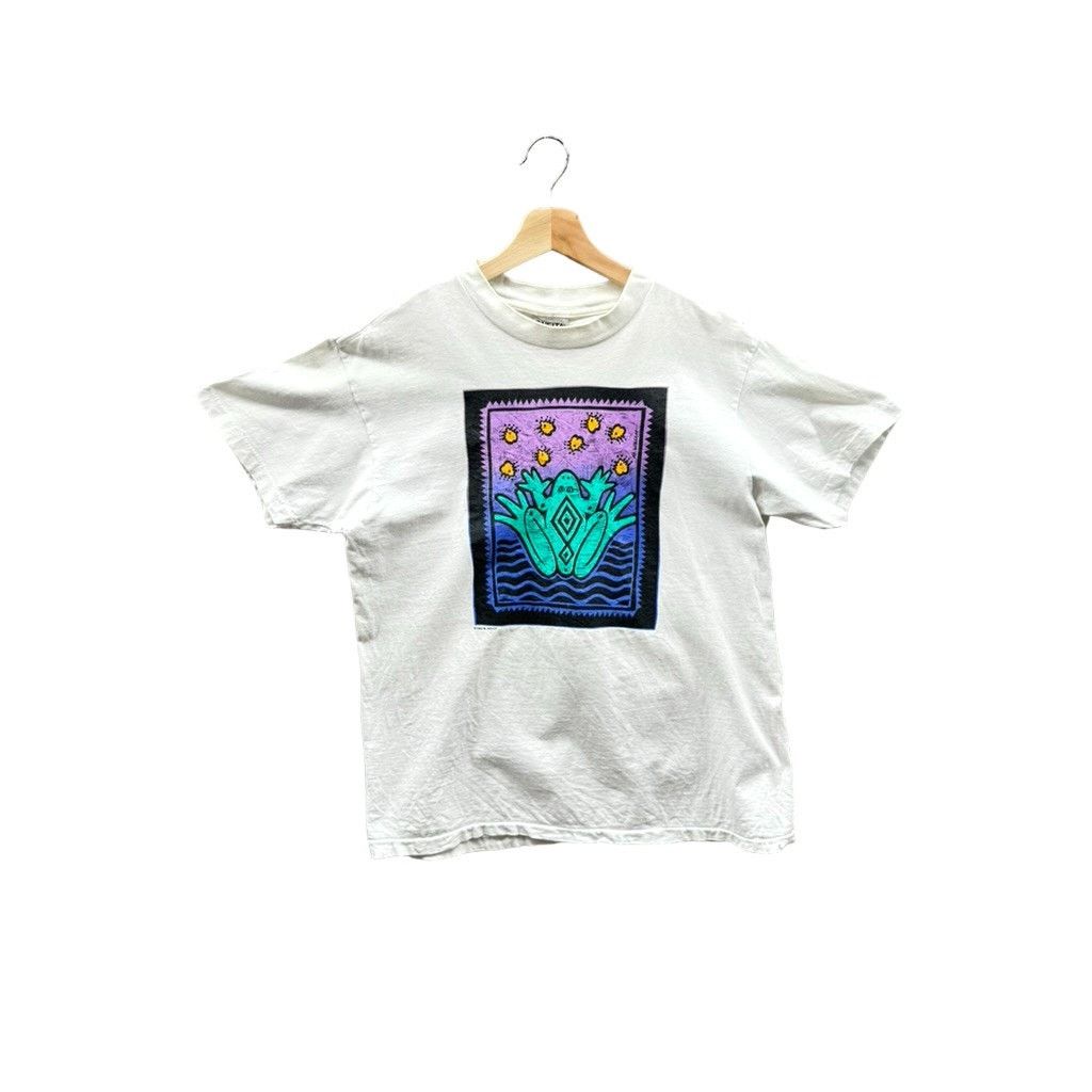Vintage 1990 M. Welch Frog Abstract Graphic Stamp Art Tee Size US L / EU 52-54 / 3 - 1 Thumbnail