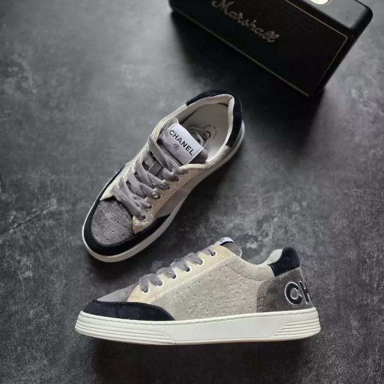 Chanel Chanel Gray Black Velvet Sneakers Size 37 -2505 Size US 7 / IT 37 - 2 Thumbnail