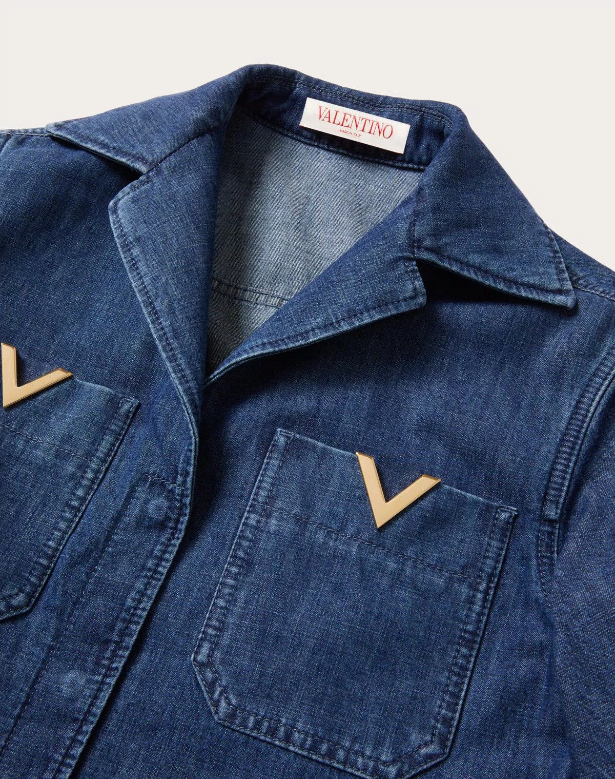 Valentino o1s1wg110625 Chambray Denim Jumpsuit in Medium Blue Size 25" / US 0 / IT 36 - 4 Thumbnail