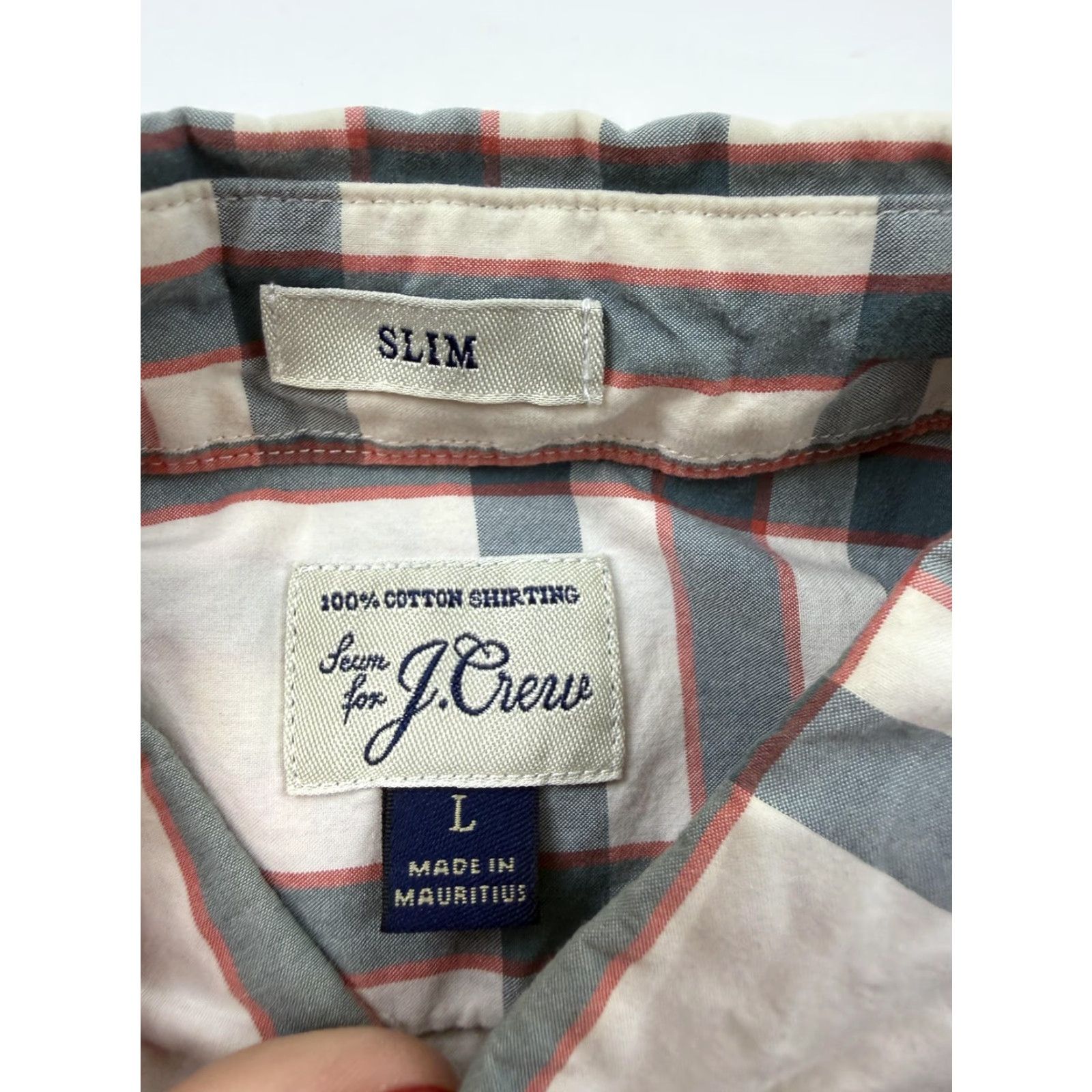 J.Crew J.Crew Shirt Mens Large White Plaid Long Sleeve Button Front Slim Cotton Casual Size US L / EU 52-54 / 3 - 3 Thumbnail