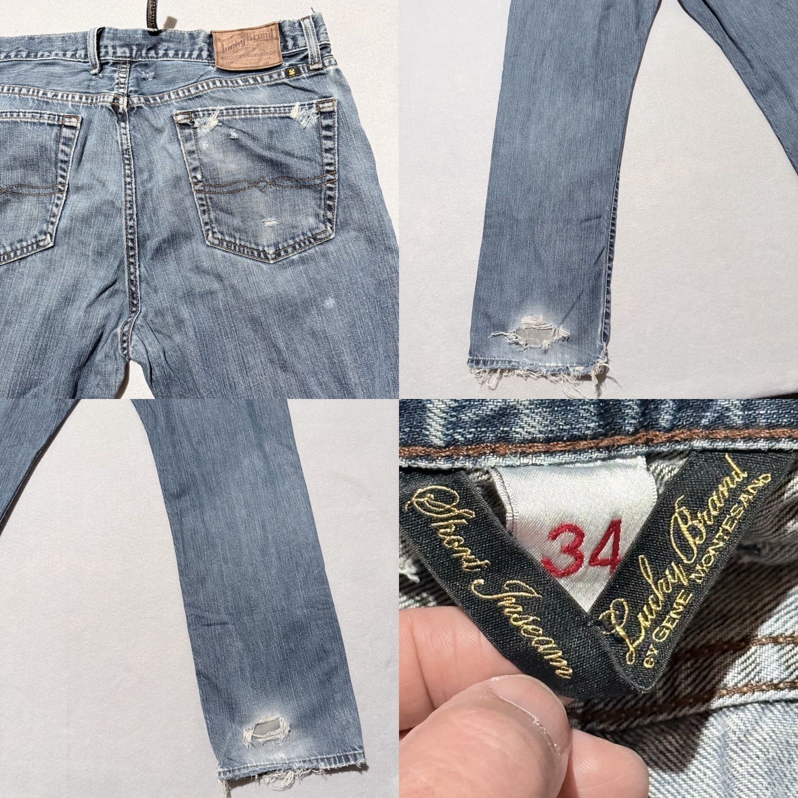 Lucky Brand Lucky Brand Jeans Men Blue Denim Frayed Distressed Classic-Fit Straight 34 Size US 34 / EU 50 - 8 Thumbnail