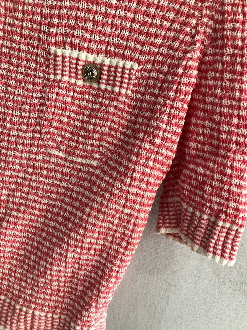 Chanel Chanel 21C red striped knitted short sleeves Size XS / US 0-2 / IT 36-38 - 2 Thumbnail
