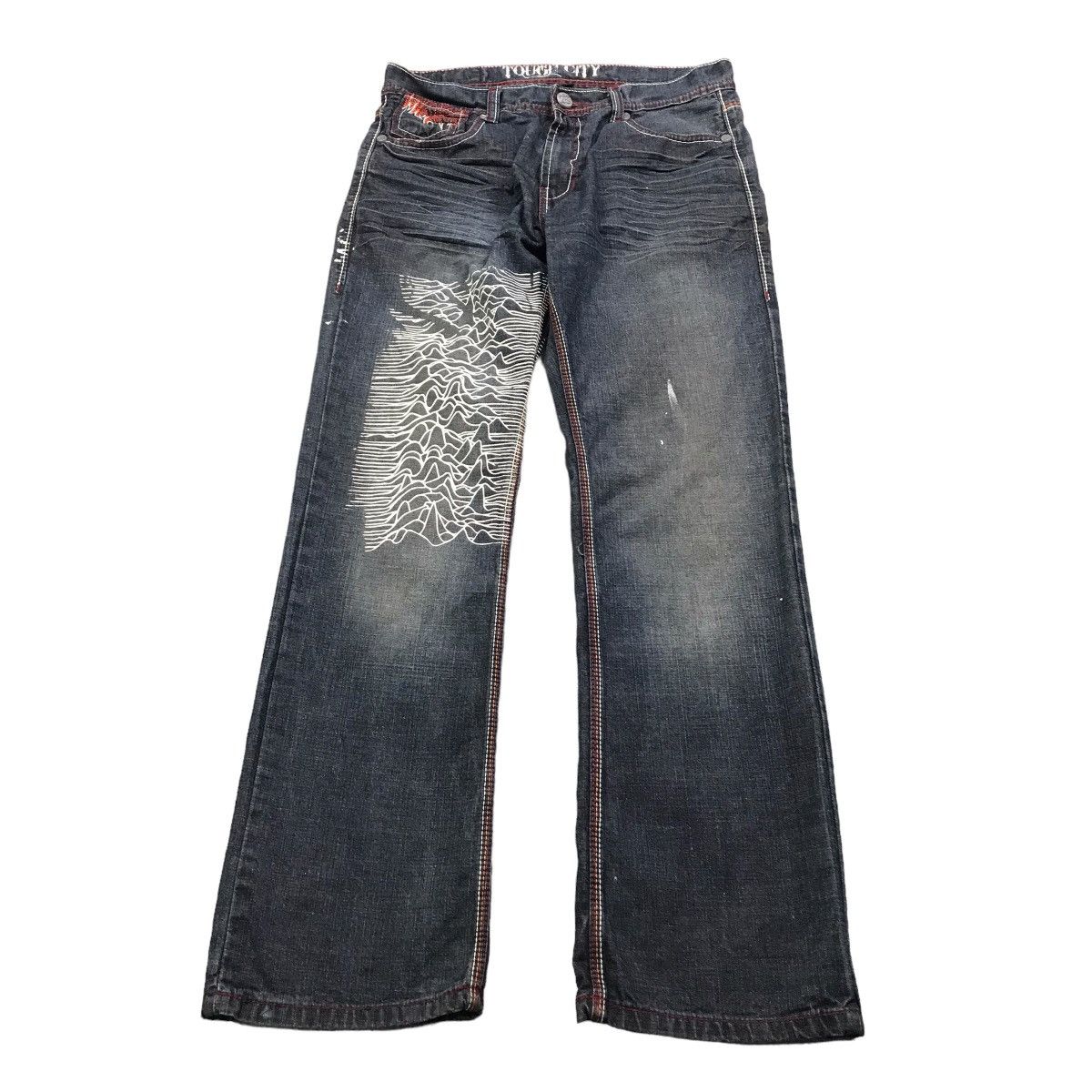 image of Hype Baggy Tough City Art Joy Division Denim Pants in Black, Men's (Size 32)