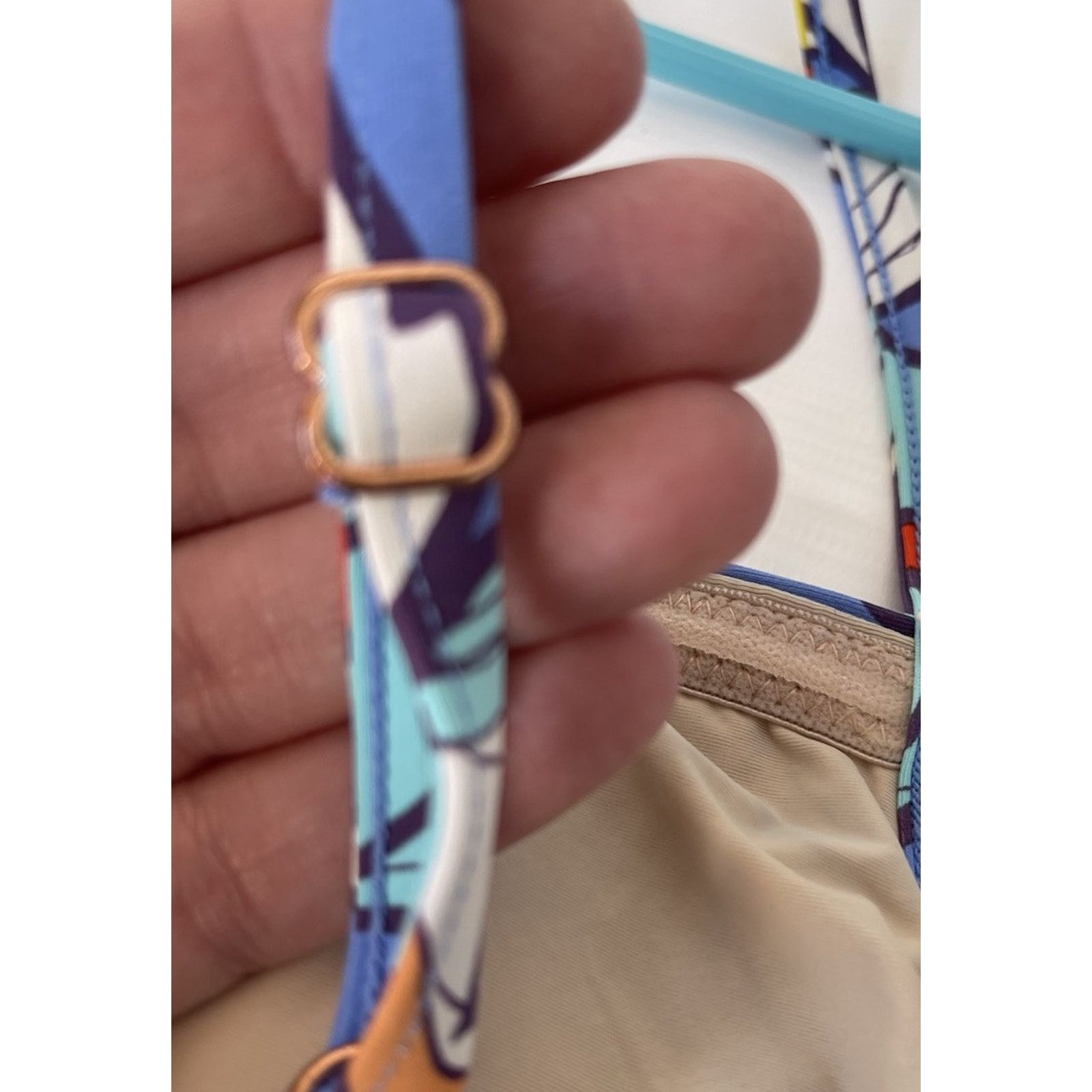 Anthropologie Anthropologie Tankini Swim Allihop Blue Floral V Strap Sz S Size ONE SIZE - 6 Thumbnail