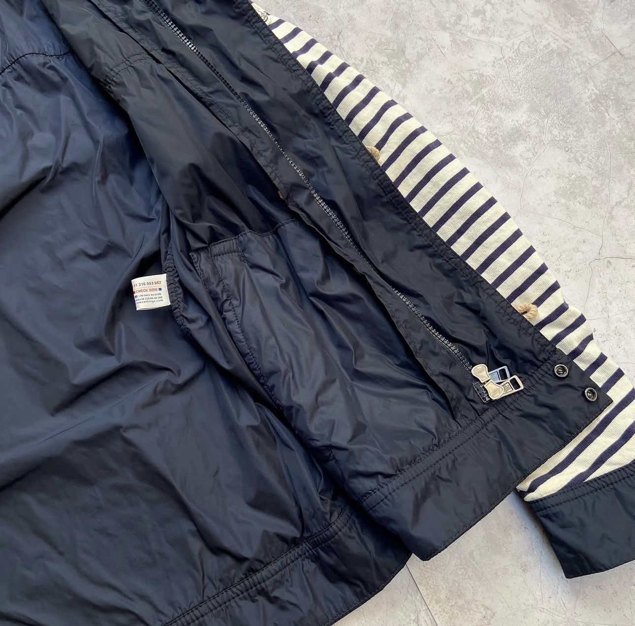 Moncler Moncler Blue White Striped Breton Giubbotto Hooded Jacket Size US XS / EU 42 / 0 - 5 Thumbnail