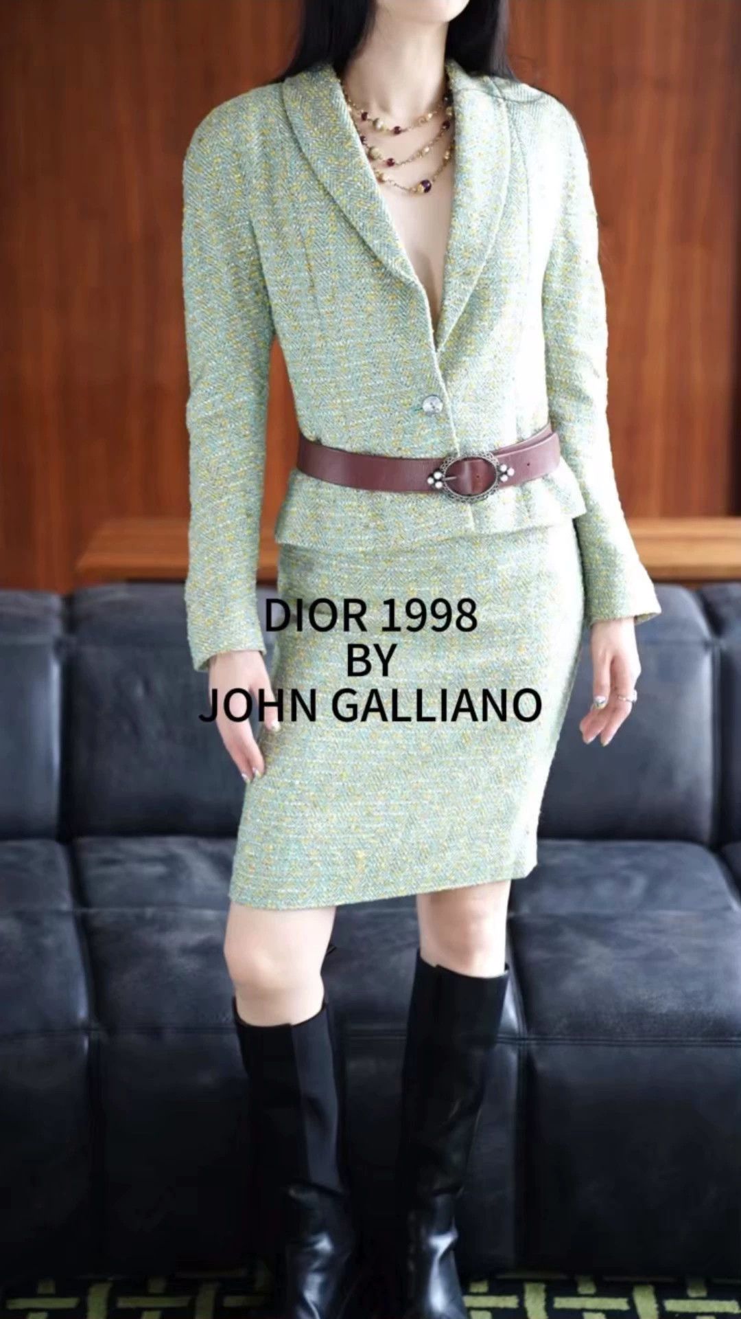 Dior Dior 1998 John Galliano Tweed Suit Skirt Belt Set Size M / US 6-8 / IT 42-44 - 1 Thumbnail