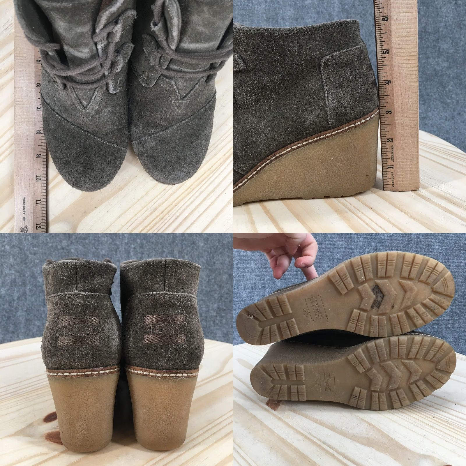 Toms TOMS Desert Bootie Women's Olive Green Suede Lace Up Boot 8 Casual DeserT Wedge Ankle Shoe Women Size US 8 / IT 38 - 8 Thumbnail