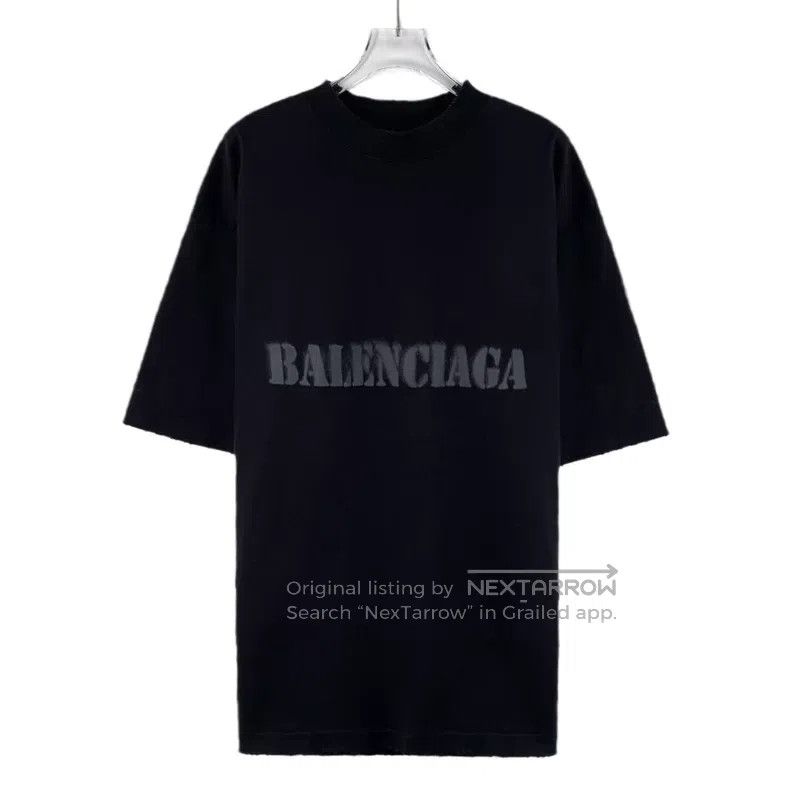Balenciaga Balenciaga Black Distressed Logo Letter Print Cotton Crewn Size US XS / EU 42 / 0 - 1 Thumbnail