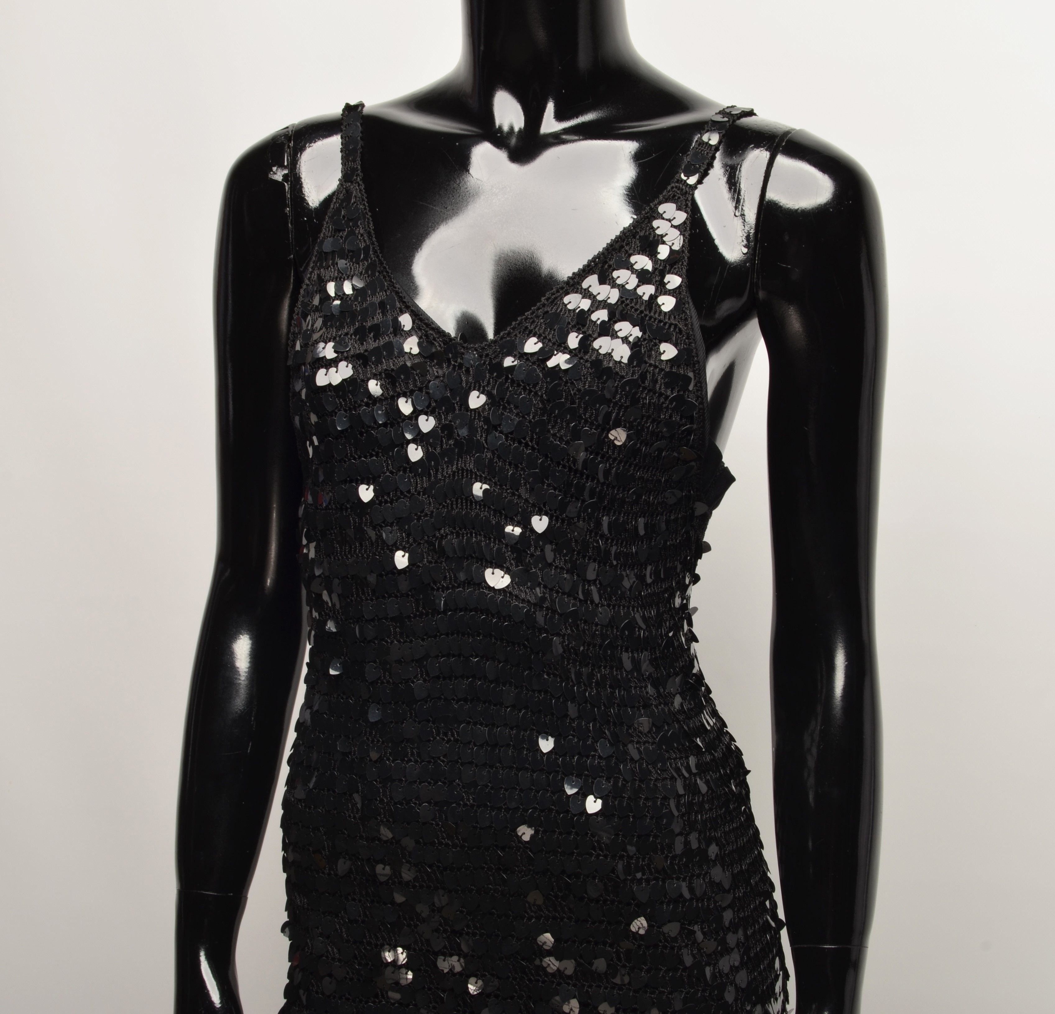 Vintage Stunning Vintage Y2K Crochet Sequin Beaded Mini Dress Size S / US 4 / IT 40 - 2 Thumbnail