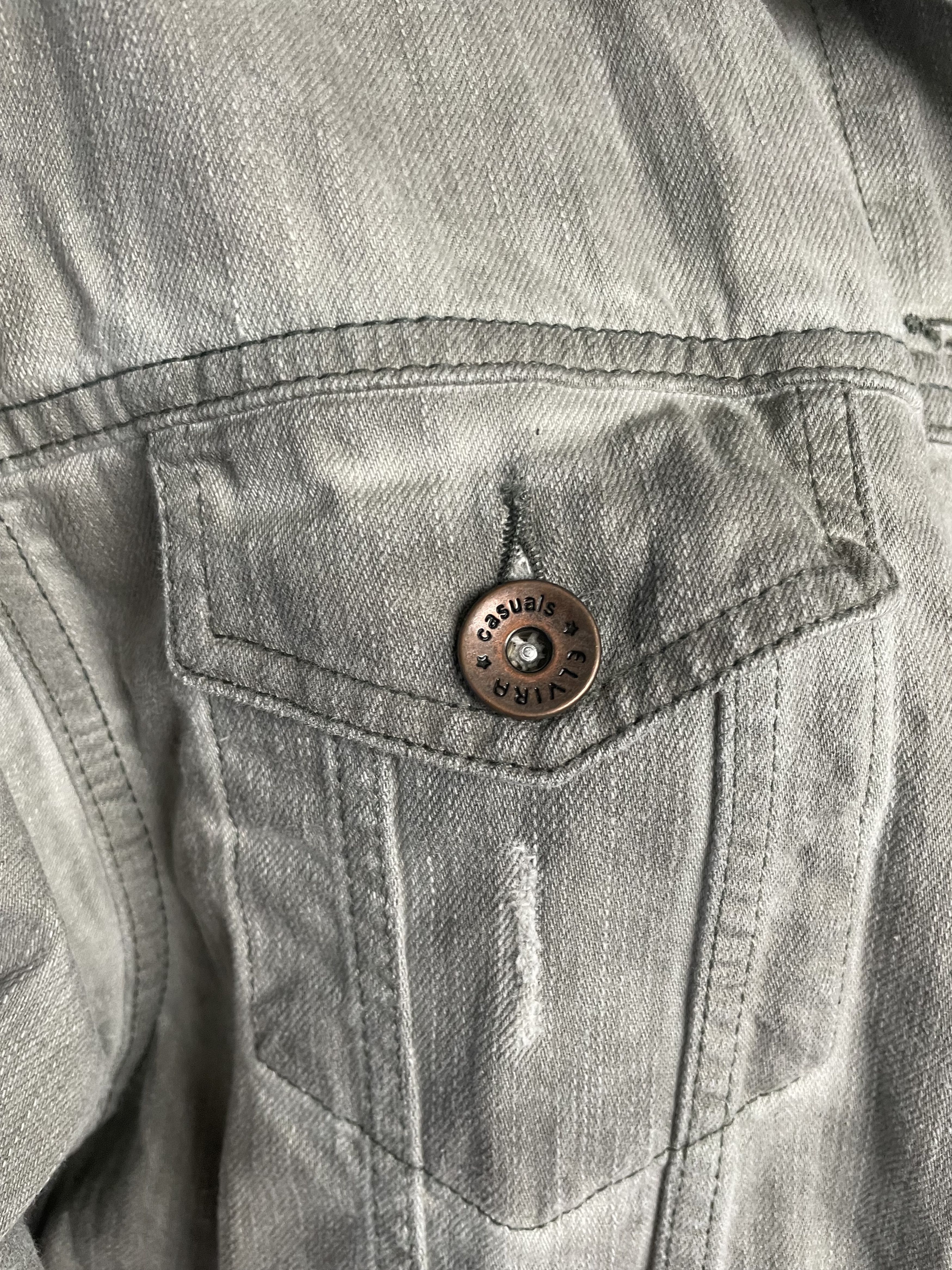 elvira.in.net Unique long denim jacket by Elvira Casual Vintage S 90s gray Size S / US 4 / IT 40 - 4 Thumbnail