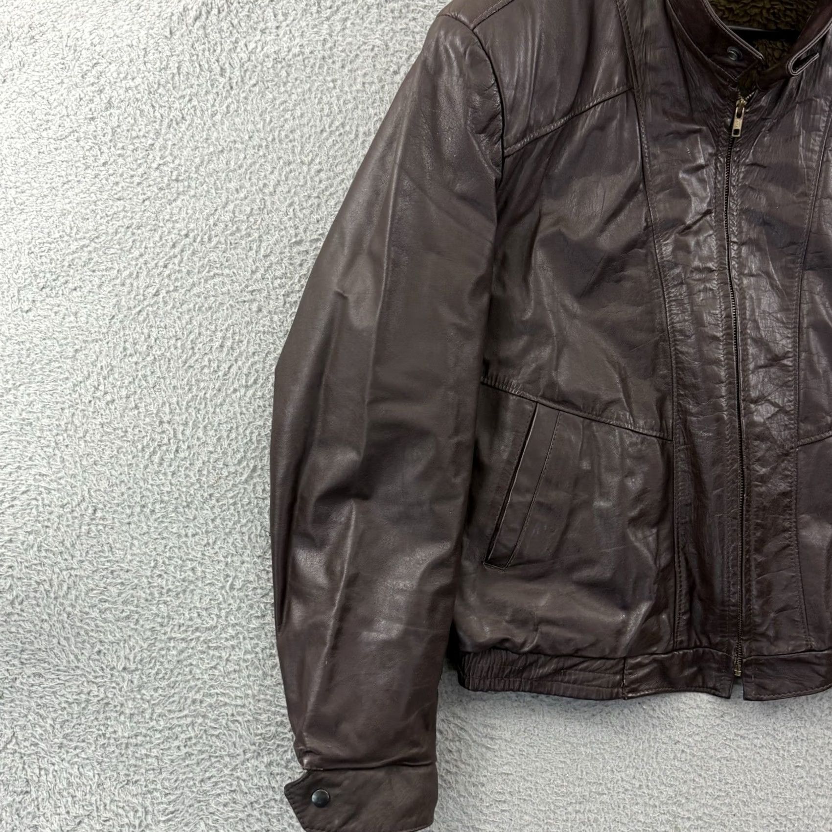 Vintage VINTAGE Jean Pierre Leather Jacket Men XL Brown 80s Biker Grunge Lined Moto Jacket Size US 36 / EU 52 - 4 Thumbnail