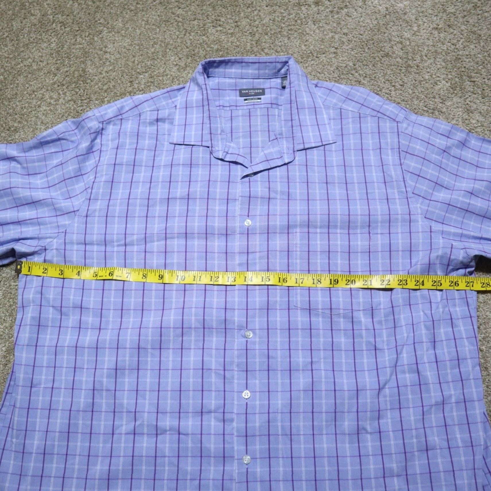 Van Heusen VanHeusen Shirt Regular Men’s Button-Up Long Sleeve Blue Plaid Size 18.5 36/37 Comfort Wrinkle Resistant Fall Winter Spring Summer 4 Seasons Size US XXL / EU 58 / 5 - 4 Thumbnail