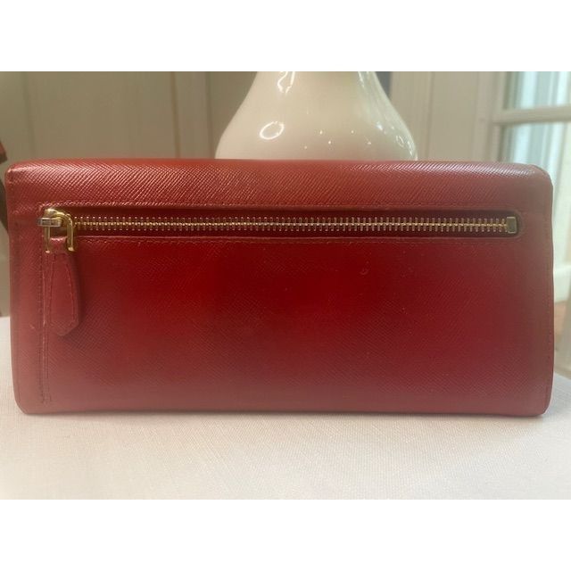 Prada Prada Red Saffiano Leather Continental Wallet With Gold-Tone Size ONE SIZE - 3 Thumbnail