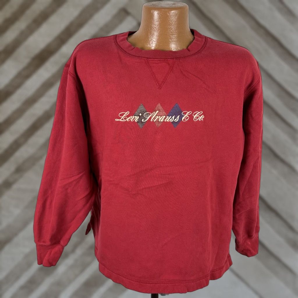 Levi's VINTAGE Levi's Sweatshirt L Men Red Boxy Fit Embroidered Logo 90s 80s Grunge Cotton Blend Pullover Crew Neck Knit Size US L / EU 52-54 / 3 - 1 Thumbnail