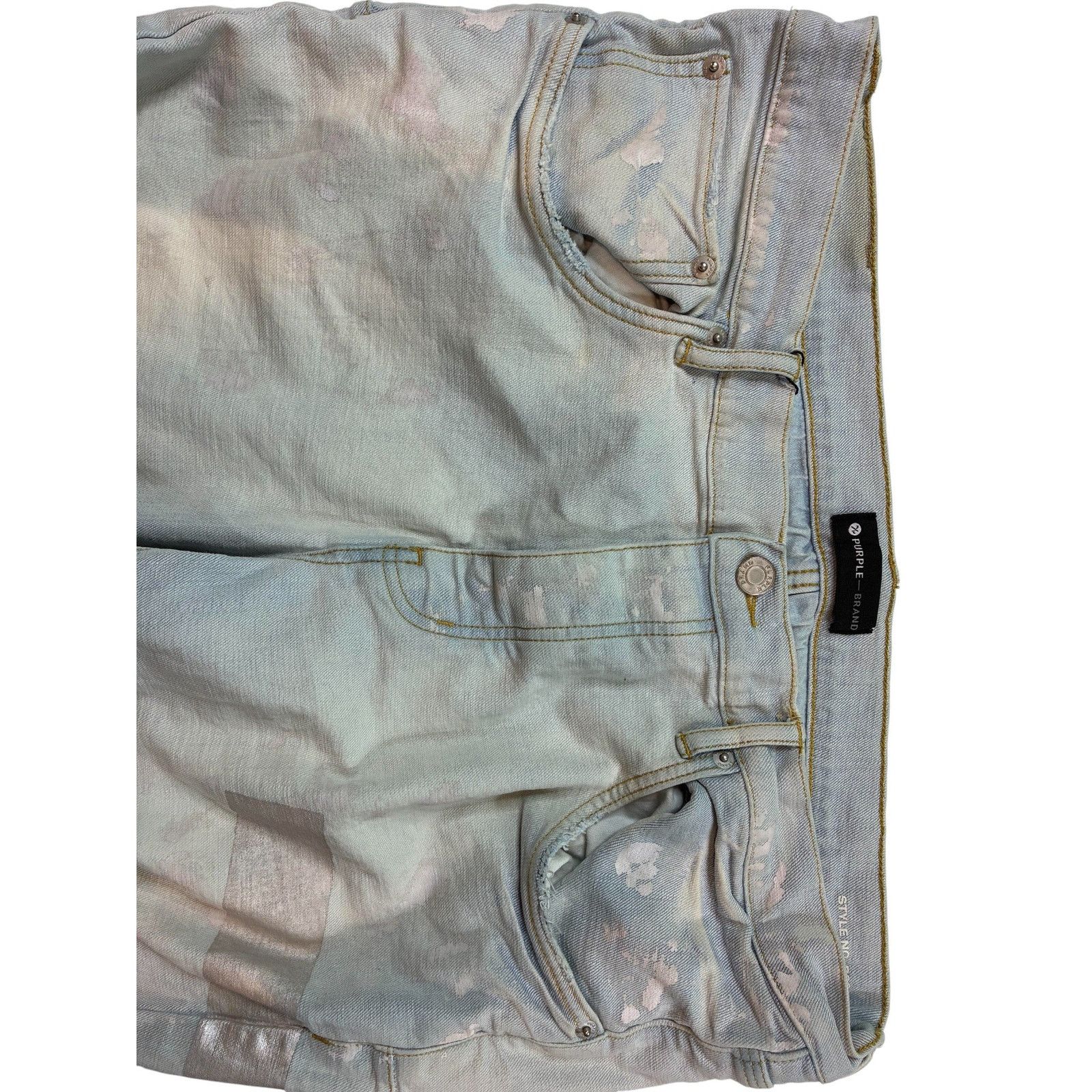 Purple Brand Purple Brand 'Paint Drip' Light Wash Jeans Size US 36 / EU 52 - 3 Thumbnail