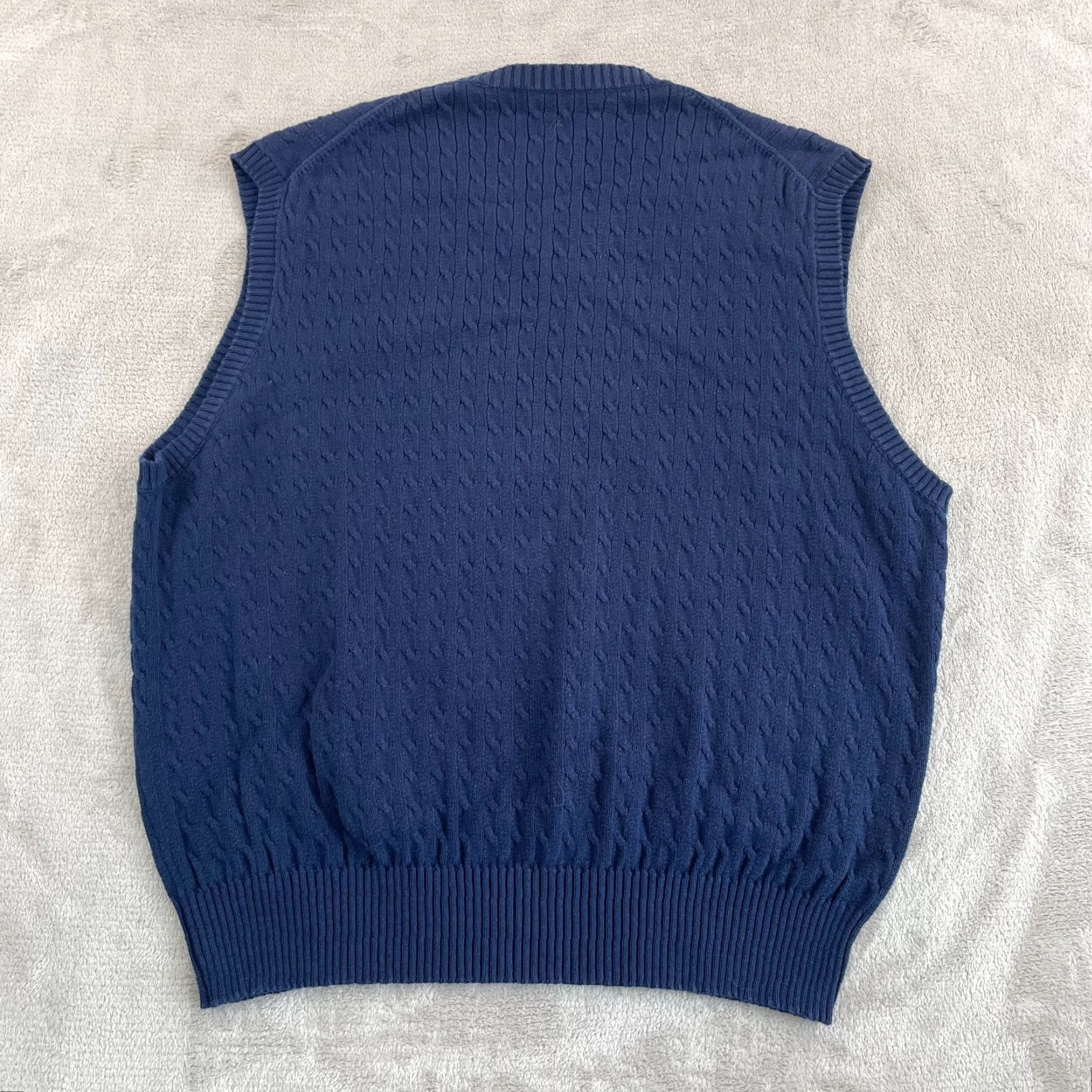 Polo Ralph Lauren Vintage Polo Ralph Lauren Cable Knit Sweater Vest Men XL Navy Blue Logo USA Size US XL / EU 56 / 4 - 5 Thumbnail