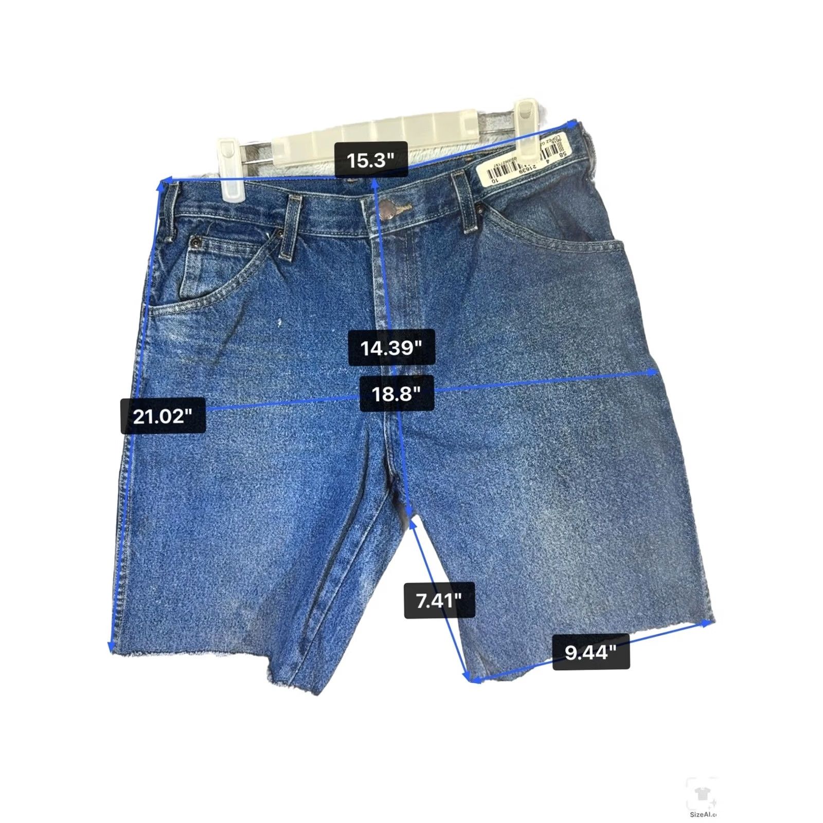 Dickies Dickies Denim Jean Shorts Bermuda Mens 31 Blue Raw Hem Distressed 5-Pocket Solid Denim Casual Workwear Size US 31 - 3 Thumbnail