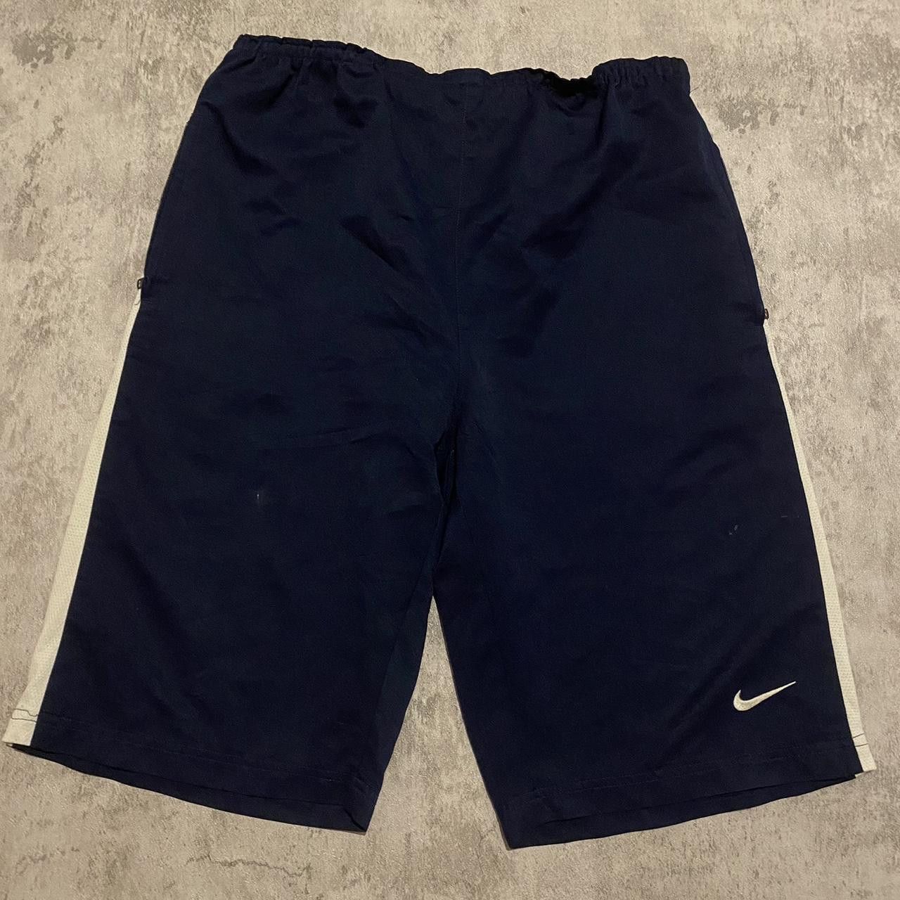 Nike 2000s y2k Navy blue Nike shorts with white side stripe Size US 36 / EU 52 - 1 Thumbnail