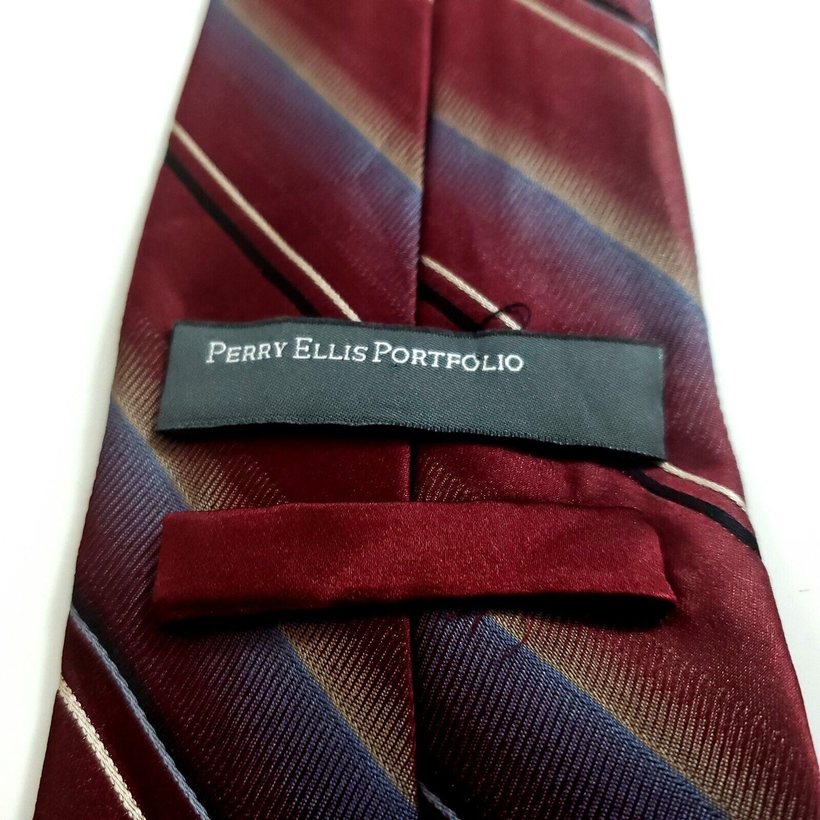 Perry Ellis Perry Ellis Portfolio Red Striped Woven Silk Tie Size ONE SIZE - 3 Thumbnail