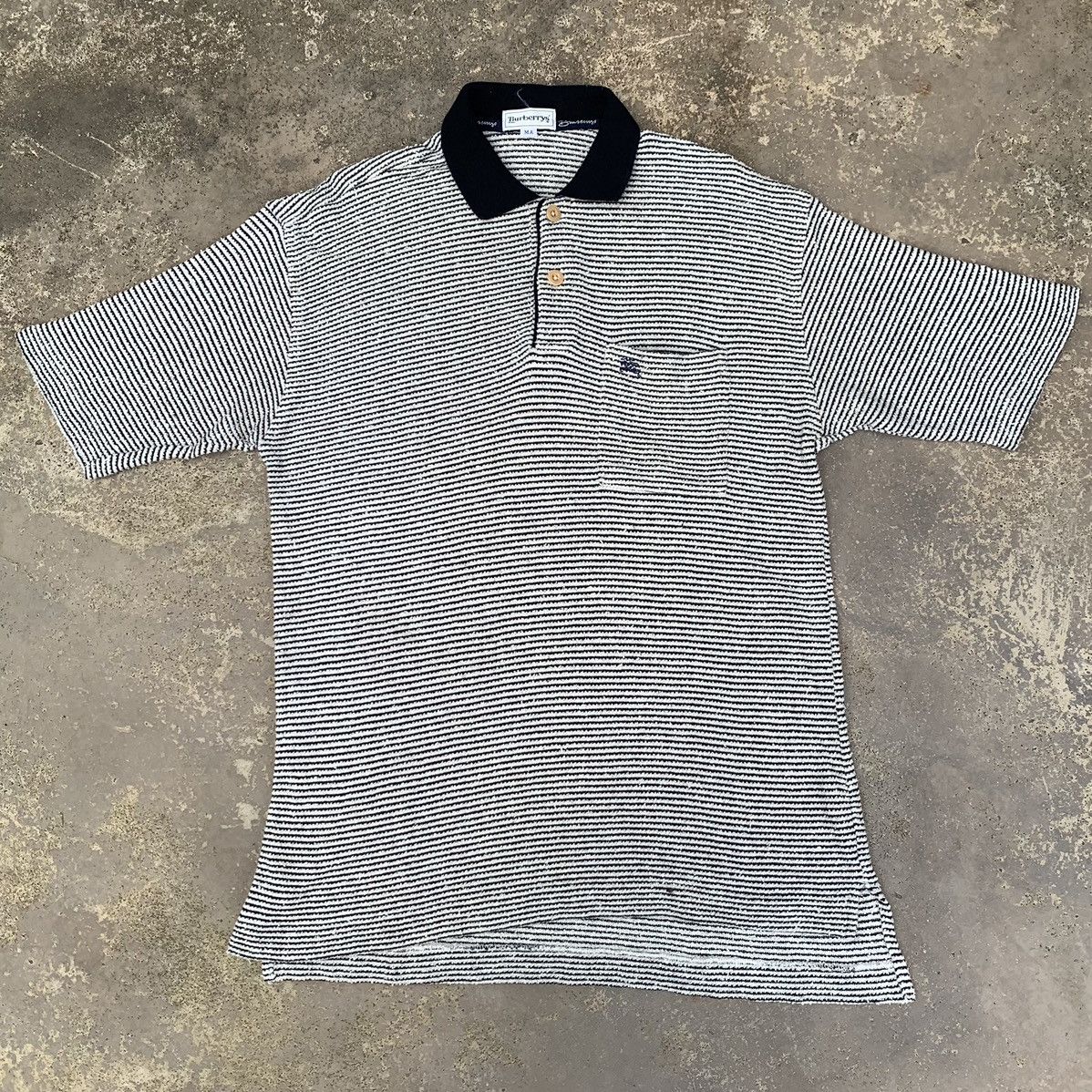 VINTAGE BURBERRYS KNIT STRIPED POLO SHIRT