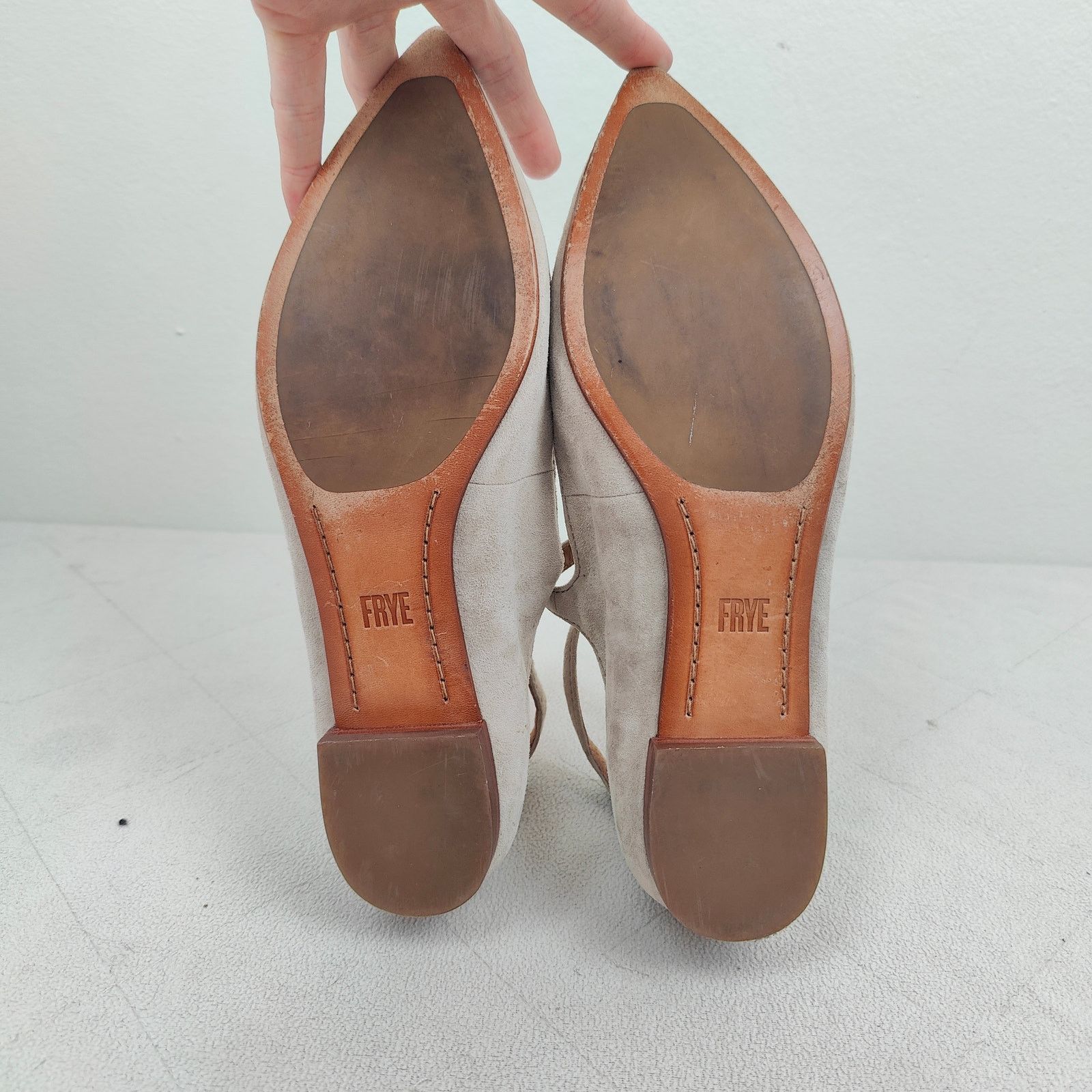 Frye Frye Sienna Cross Ballet Flats Womens 8.5 Taupe Gray Suede Size US 8.5 / IT 38.5 - 5 Thumbnail