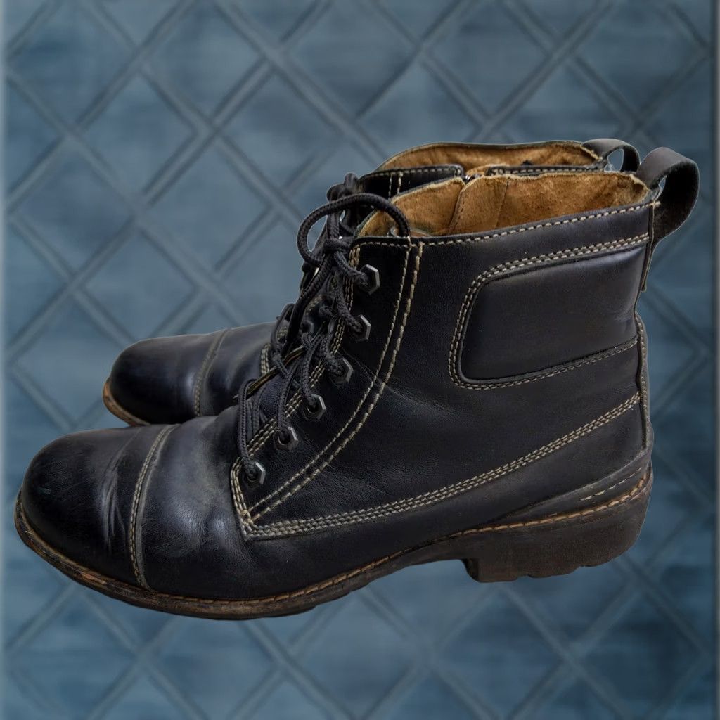 Clarks Clarks Boots Mens Size 13 Black Leather Cap Toe Combat Side Zip Lace Up 33736 Size ONE SIZE - 1 Thumbnail