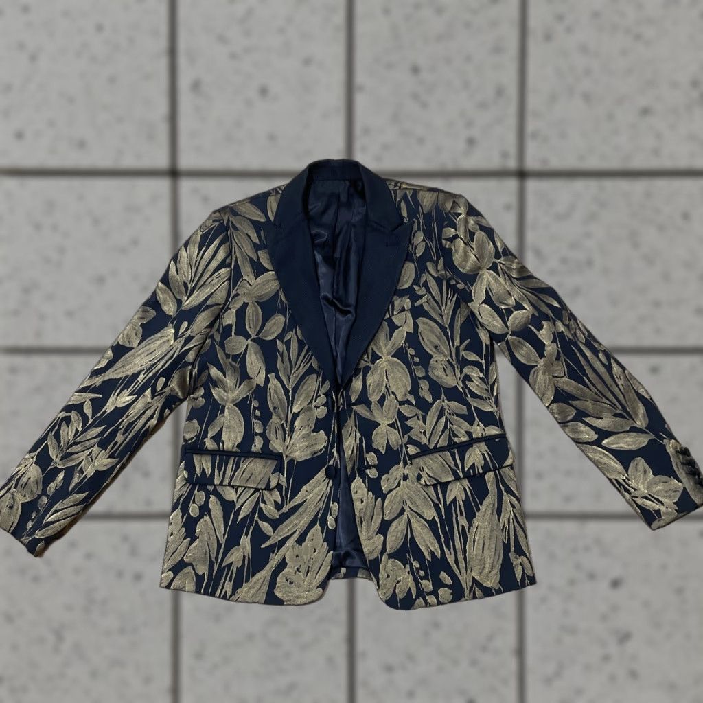 Mr Turk MR TURK Coleman Blazer Men 42 Black Gold Floral Brocade Designer Coat New 50 Size 42R - 1 Thumbnail