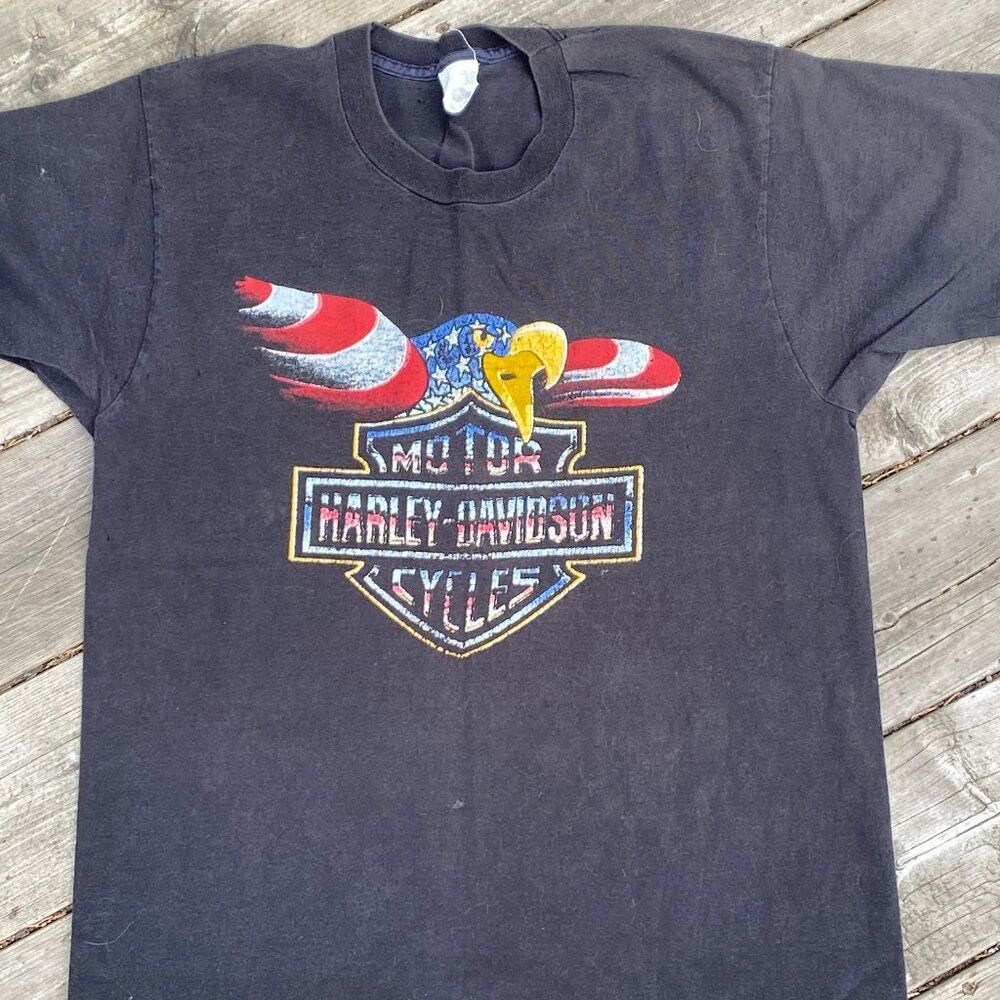 Harley Davidson Vintage 1980s Harley Davidson MotorCycles Eagle T Shirt Fru Size US L / EU 52-54 / 3 - 2 Thumbnail