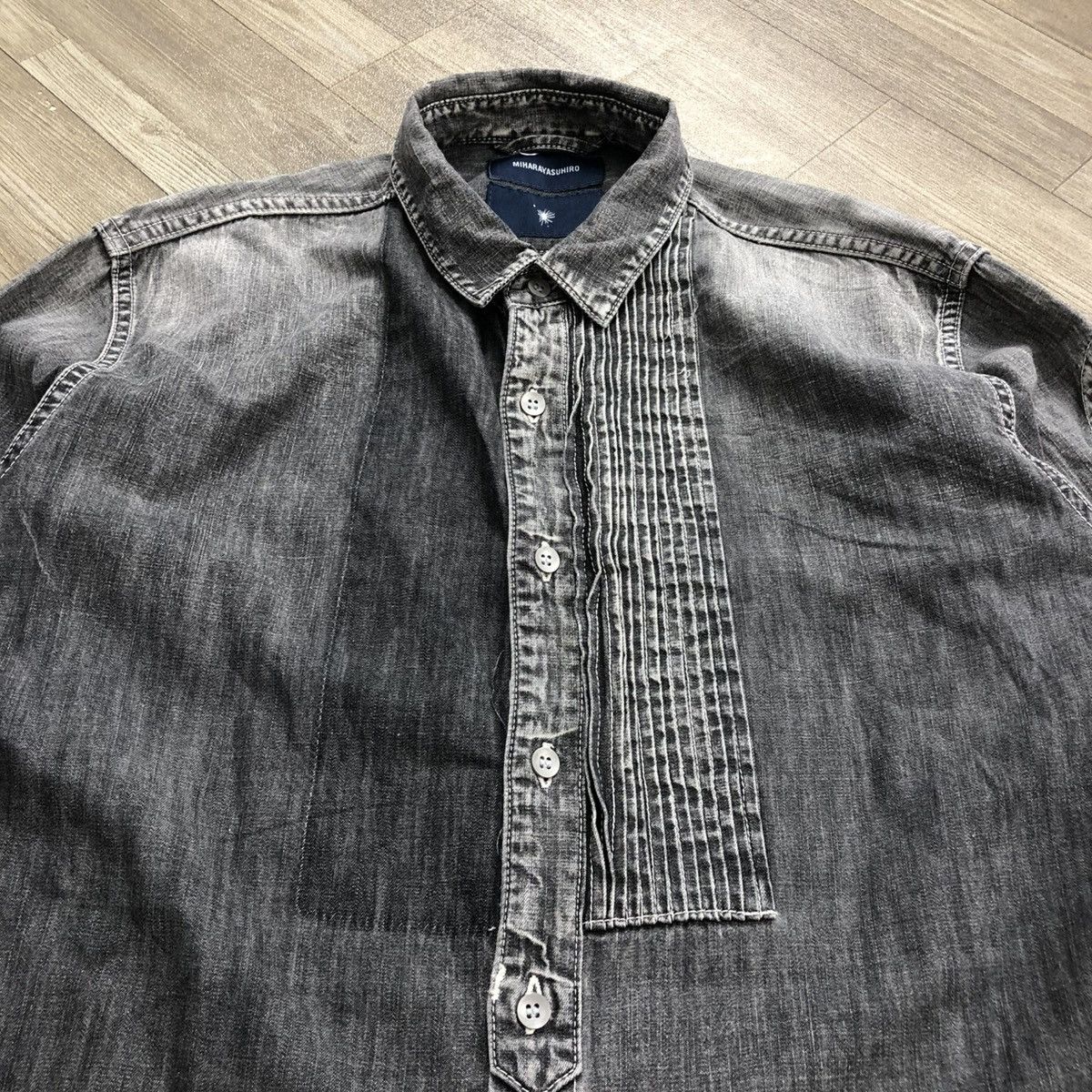 Japanese Brand × Maison MIHARA YASUHIRO Vintage Miharayasuhiro Sashiko Patchworks Washed Denim Shirt Size US L / EU 52-54 / 3 - 4 Thumbnail