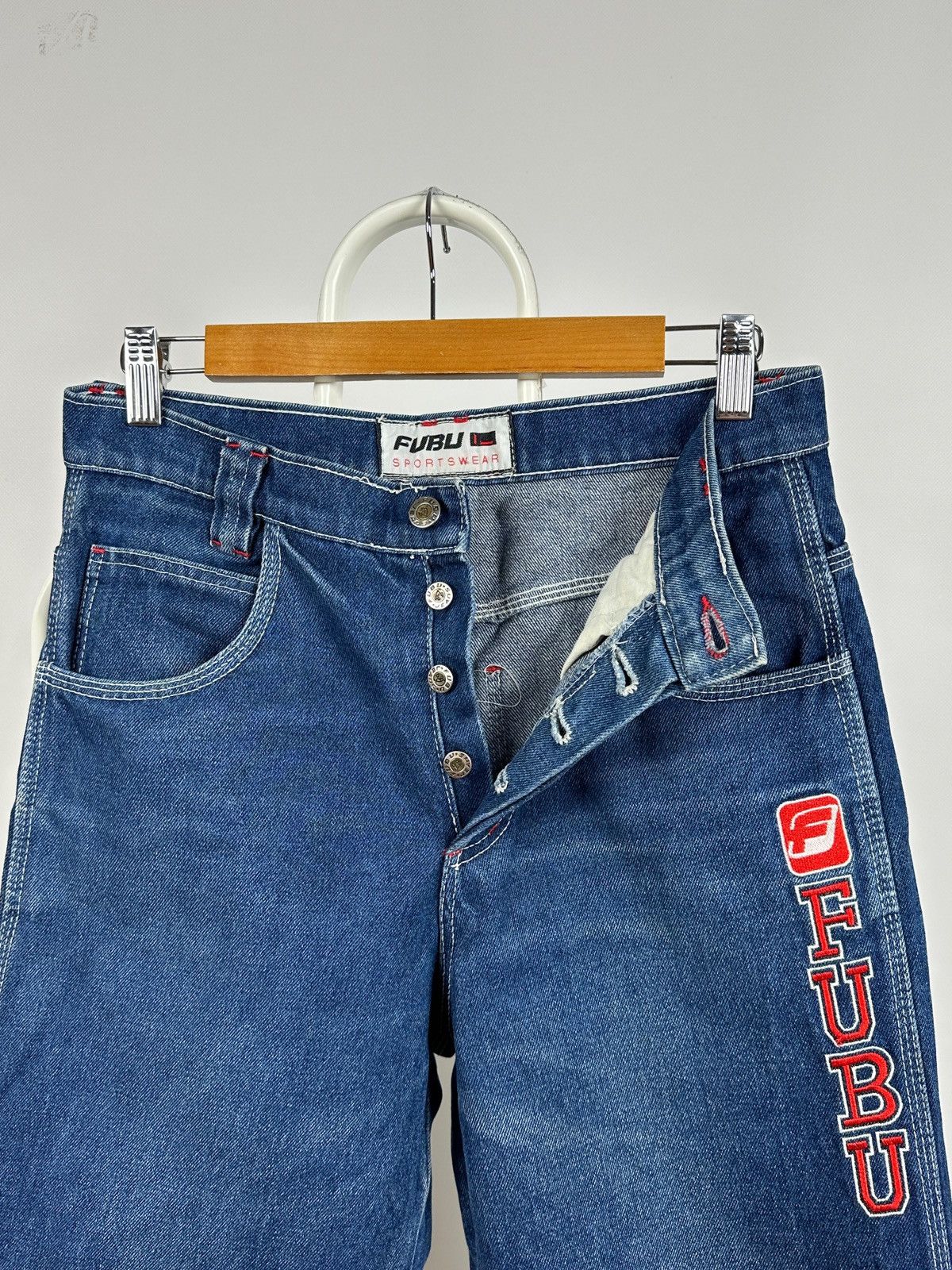 Fubu Vintage Fubu Sports Cargo Baggy Denim Pants Rap Style Size US 28 / EU 44 - 4 Thumbnail