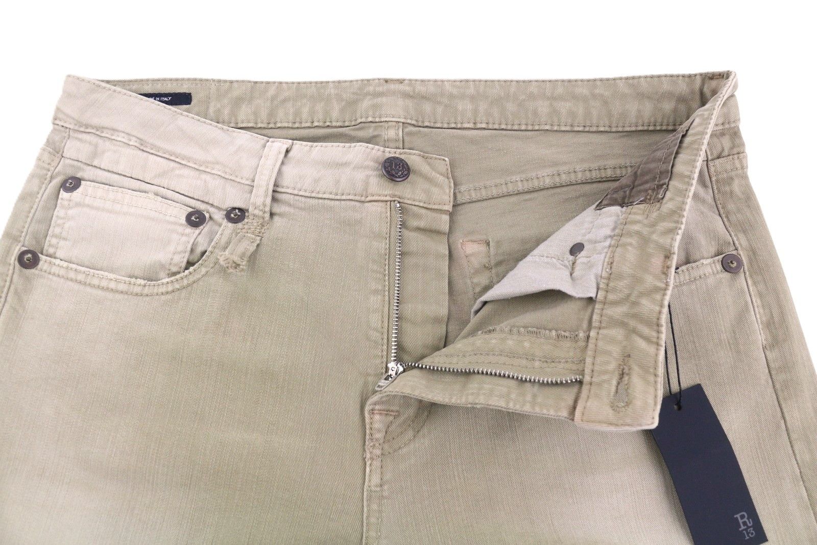 R13 BOY STRAIGHT 31 Pebble Stretch Faded Ankle Zip 86614 Size 31" - 4 Thumbnail