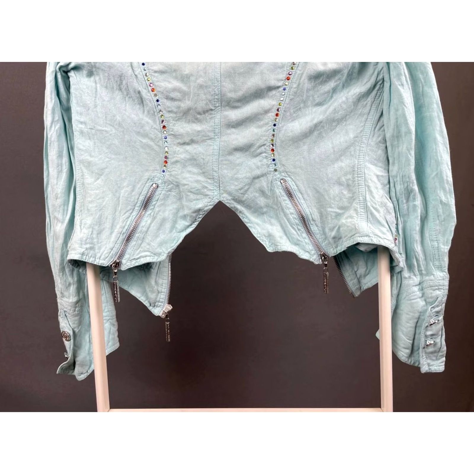 Versace Versace Jacket Womens S Blue Jeans Couture Cropped Size Viscose Long Sleeve Size S / US 4 / IT 40 - 5 Thumbnail