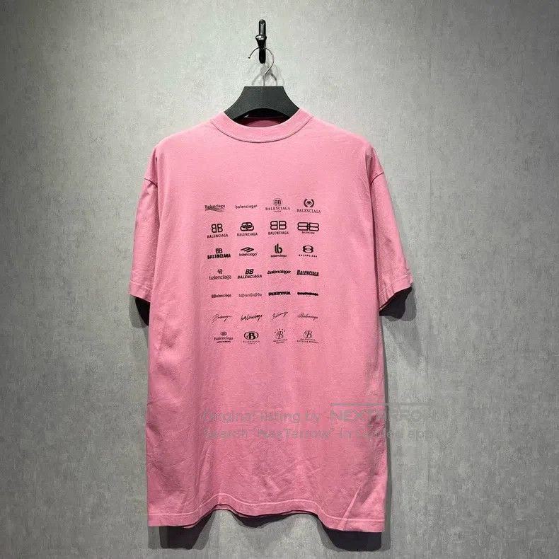 Balenciaga Balenciaga All Logo Printed Short Sleeve Size US M / EU 48-50 / 2 - 1 Thumbnail