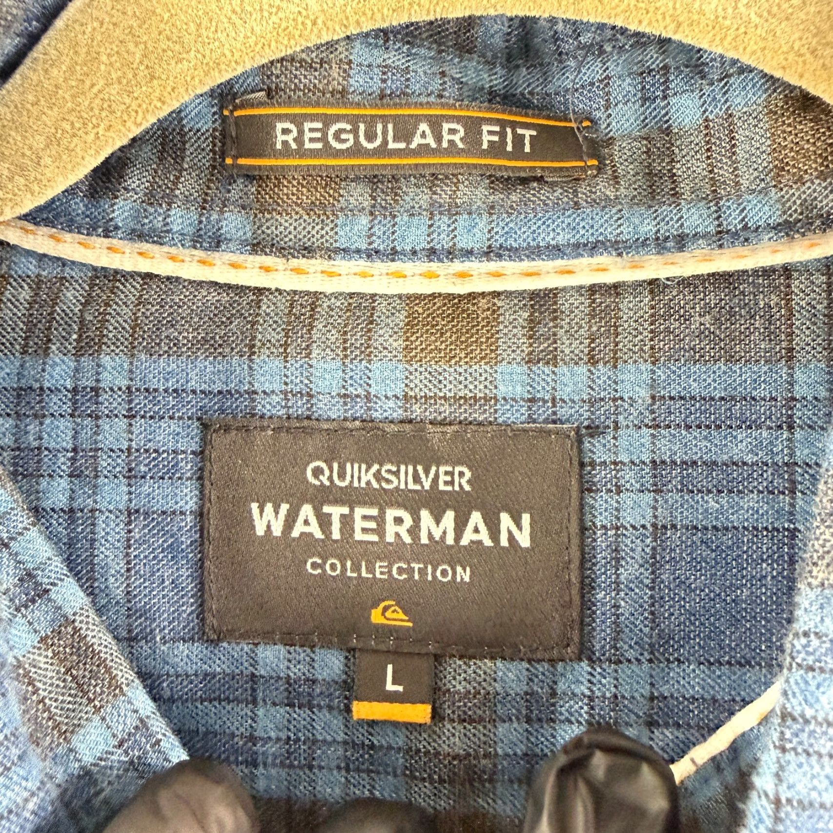 Quiksilver Quiksilver Waterman Button-Down Shirt Mens Large Blue Plaid Regular Fit LS Size US L / EU 52-54 / 3 - 7 Thumbnail