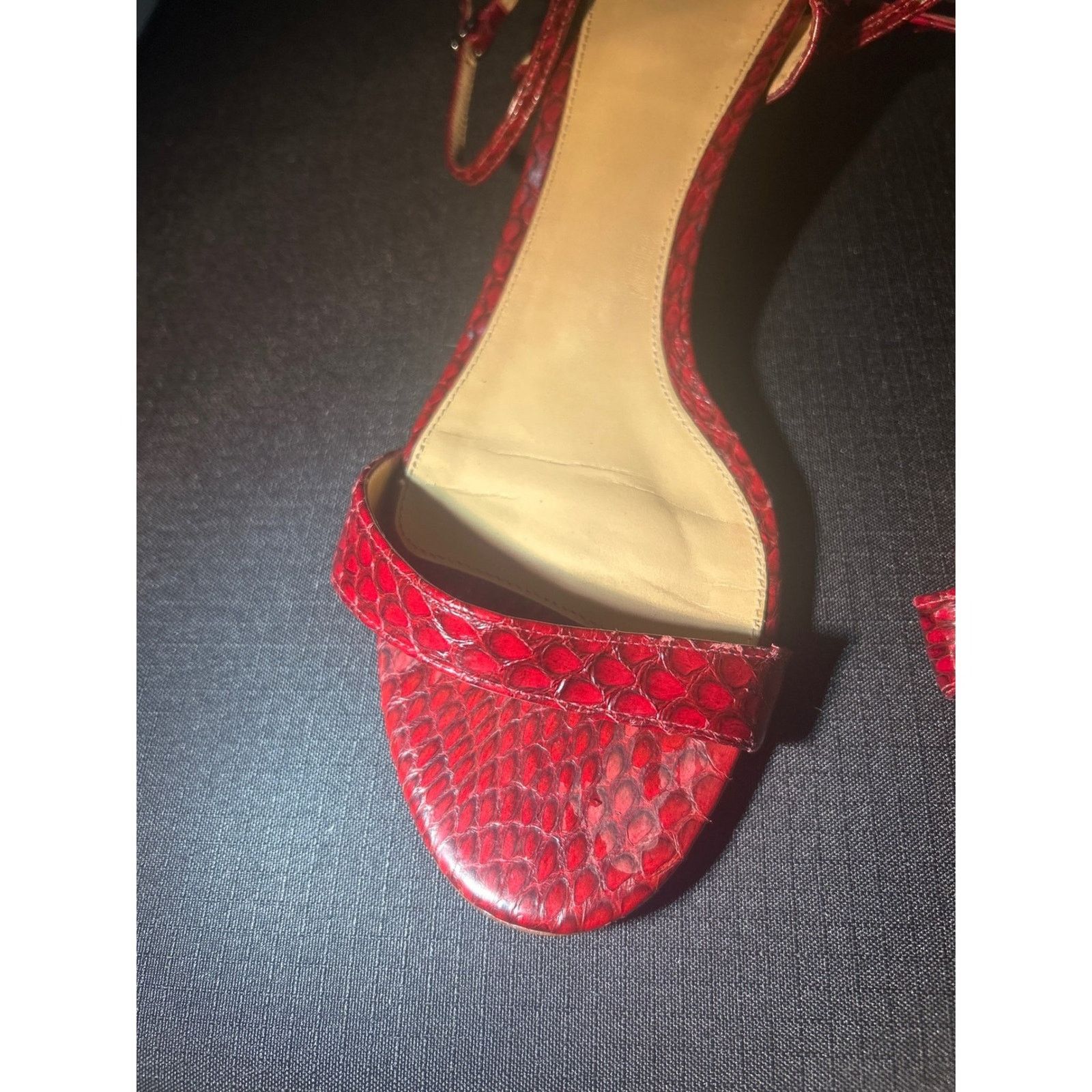 Alexandre Birman Alexandre Birman Red Snakeskin Embossed Leather Kitten 39 Size US 9 / IT 39 - 5 Thumbnail