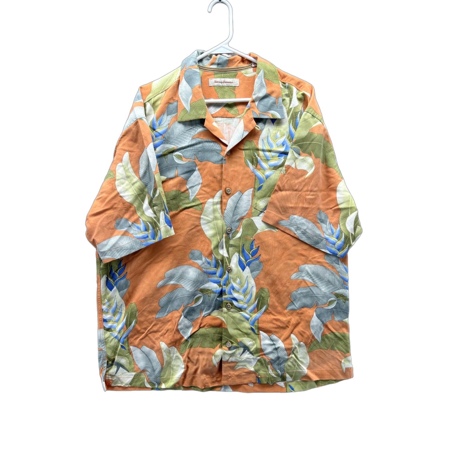 Tommy Bahama Tommy Bahama Shirt Mens XL Orange Floral Silk Hawaiian Short Sleeve Button Front Camp Paradise Button-Up Shirt Size US XL / EU 56 / 4 - 1 Thumbnail