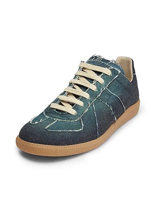 Maison Margiela os11x0326 Replica Denim Low-Top Sneakers in Blue Denim Size US 8 / EU 41 - 2 Thumbnail