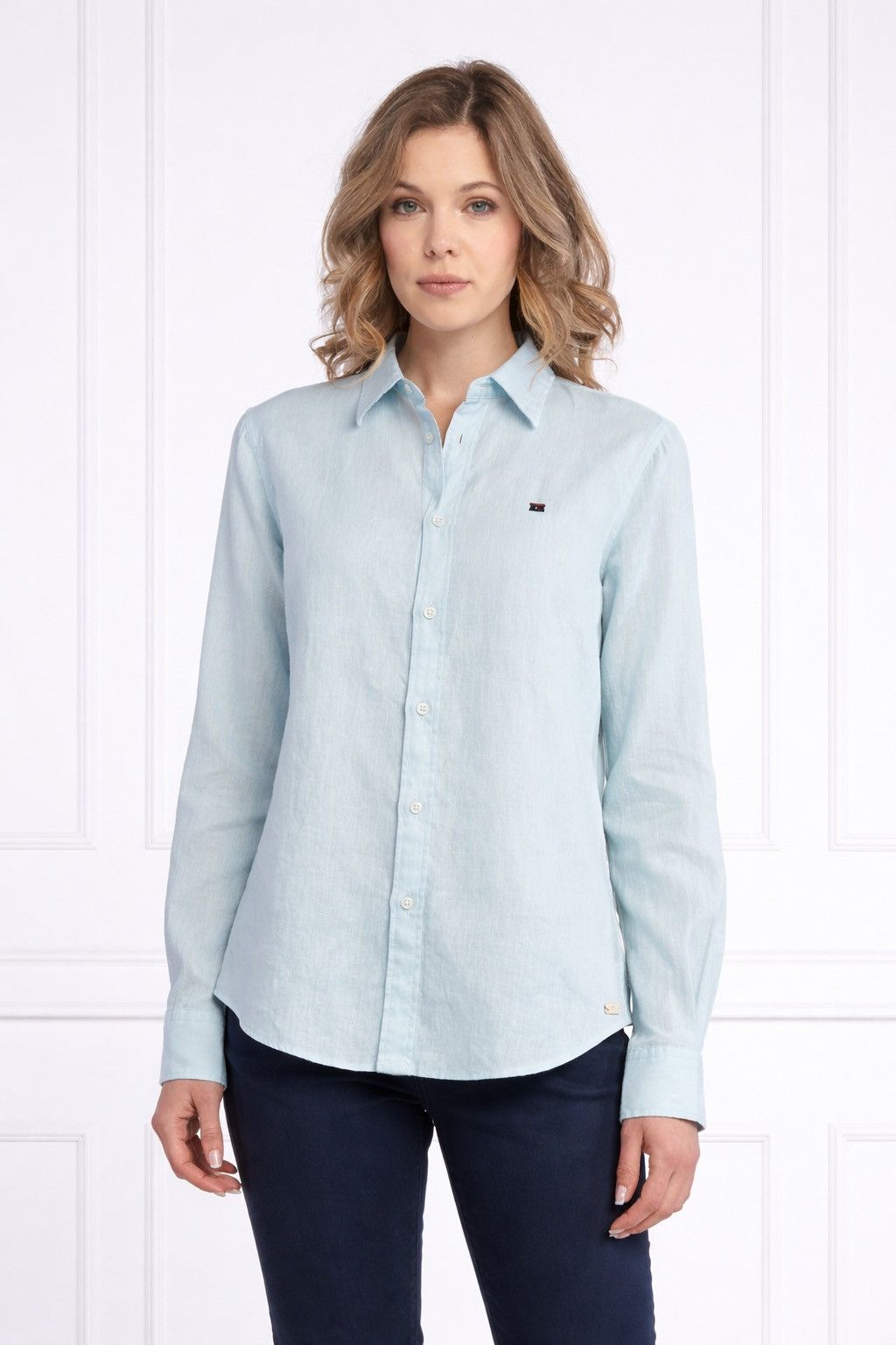Napapijri Napapijri Women Linen Button Up Shirt Light Blue Long Sleeve Size XS / US 0-2 / IT 36-38 - 1 Thumbnail