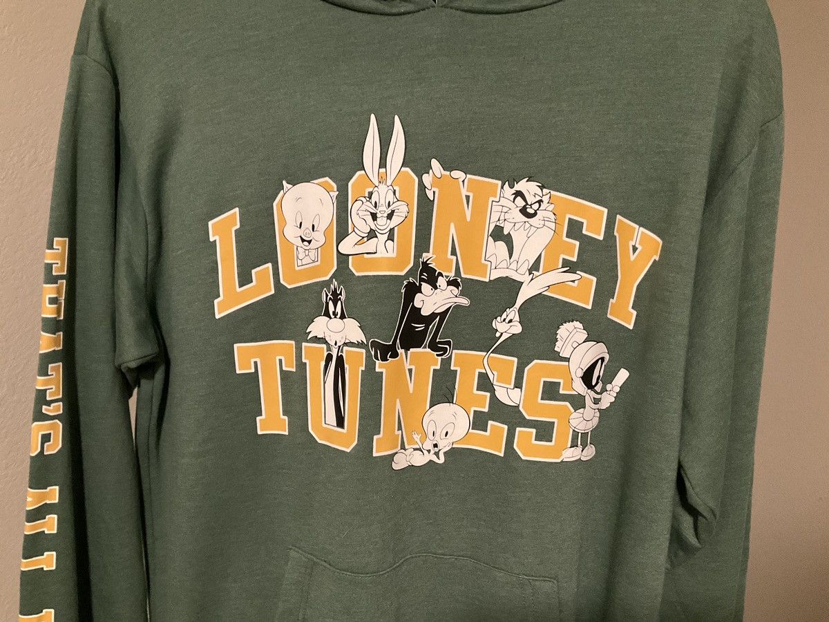 Cartoon Network × Vintage × Warner Bros Warner Bros Looney Tunes Green Hoodie Sweatshirt Size US S / EU 44-46 / 1 - 5 Thumbnail