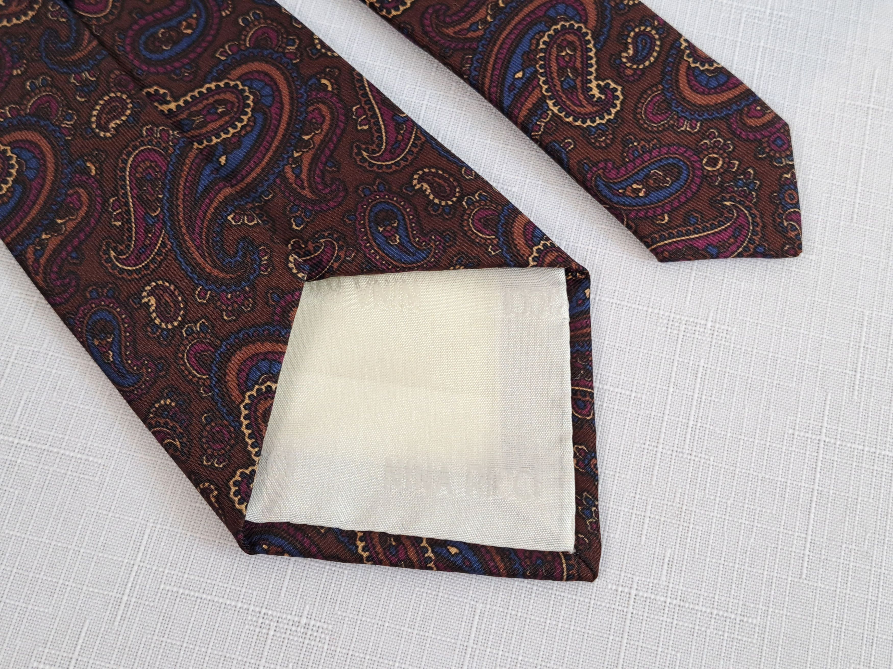 Designer NINA RICCI paisley pattern silk tie. Made in France Size ONE SIZE - 7 Thumbnail