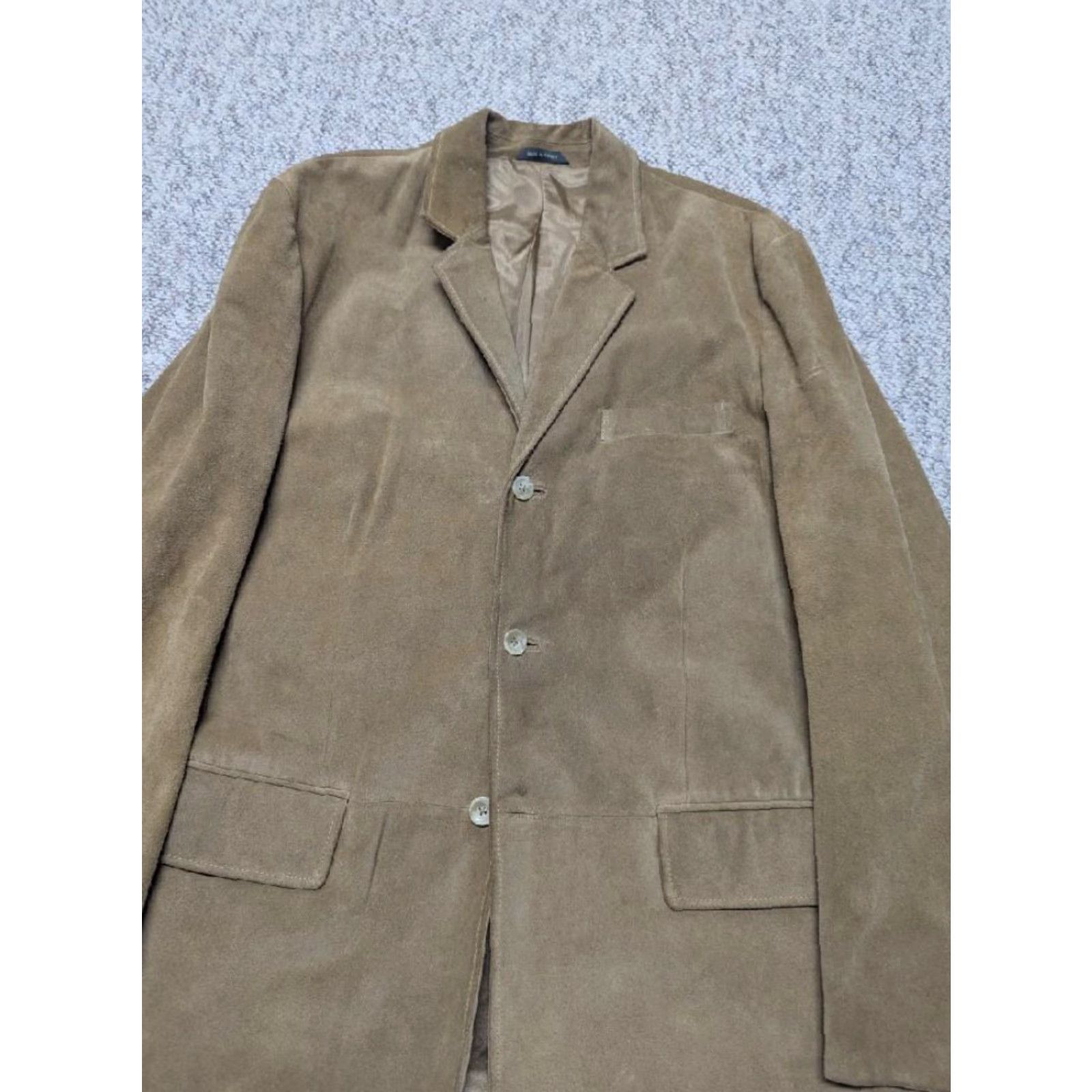 Banana Republic VINTAGE Banana Republic leather COWHIDE blazer jacket Blazer Mens 42L Brown Cowhide Leather 42L 90s event Size 42R - 7 Thumbnail