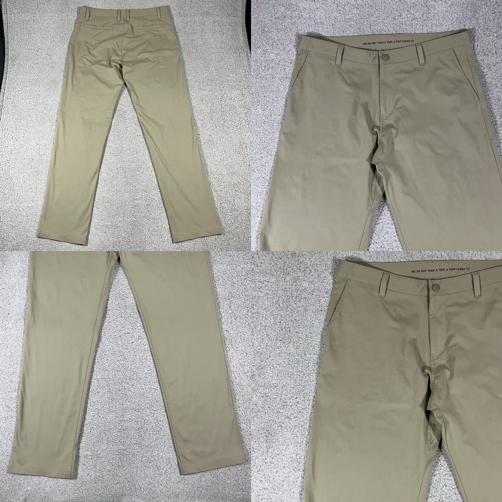 Rhone Rhone Mens 35 Beige Chino Pants Regular Stretch Travel Performance Flat Front Logo Size US 35 - 8 Thumbnail